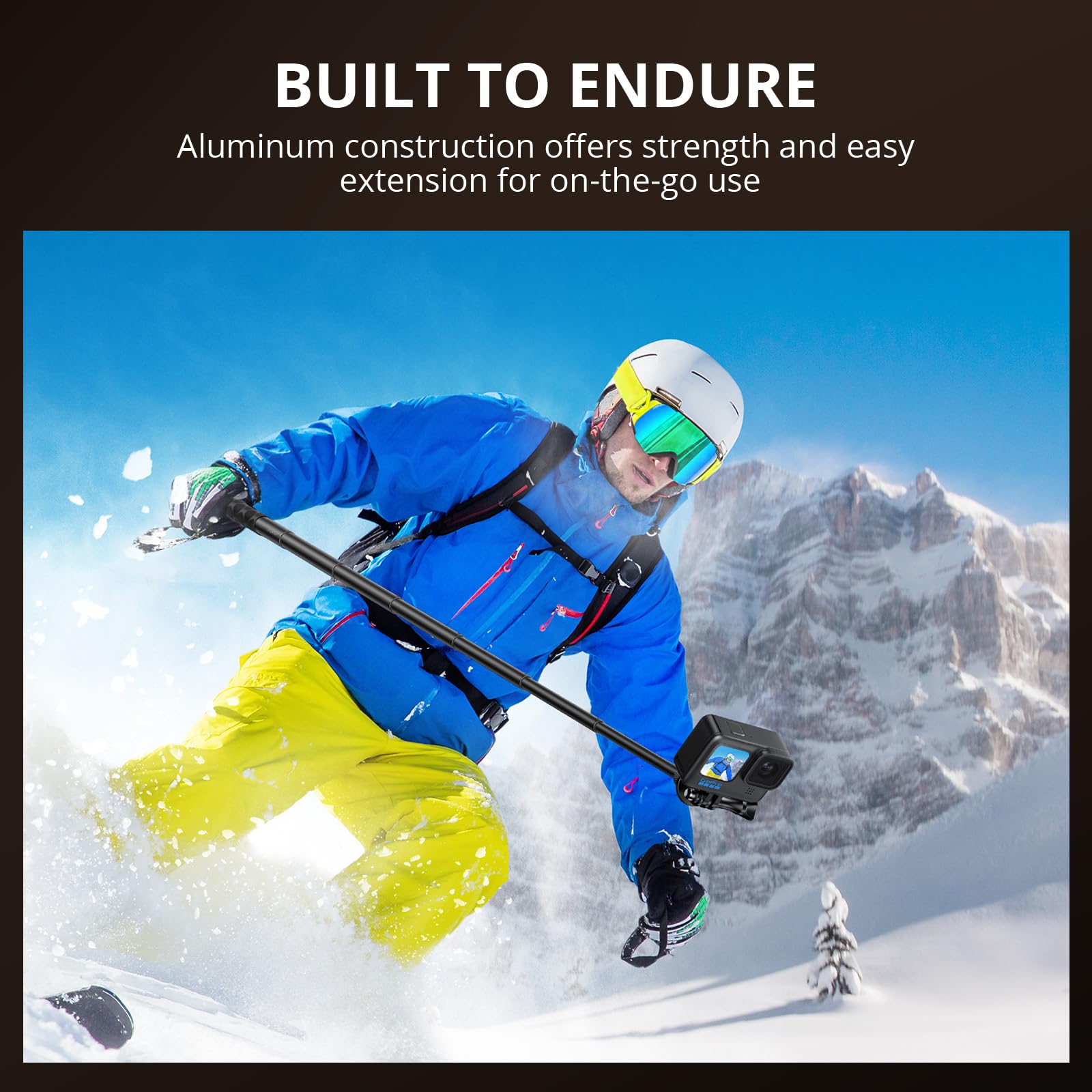 Atumtek 45" Invisible Selfie Stick, 1/4" Extended Monopod Pole, Solid And Compact Design For Insta360, For Gopro, Dji, Action Camera (Buckle Mount For Gopro And Wrist Strap Included)