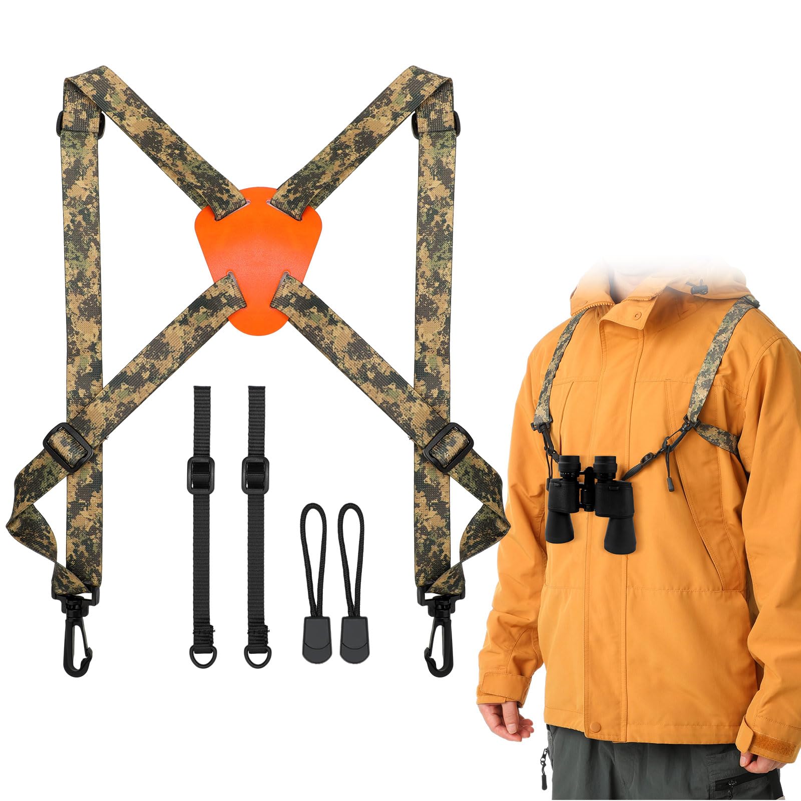 Reallnaive Hunting Binocular Harness - Adjustable X-Shaped Decompression Binocular Chest Strap - Suitable For Hunting, Birding, Hiking, And Rescue Activities
