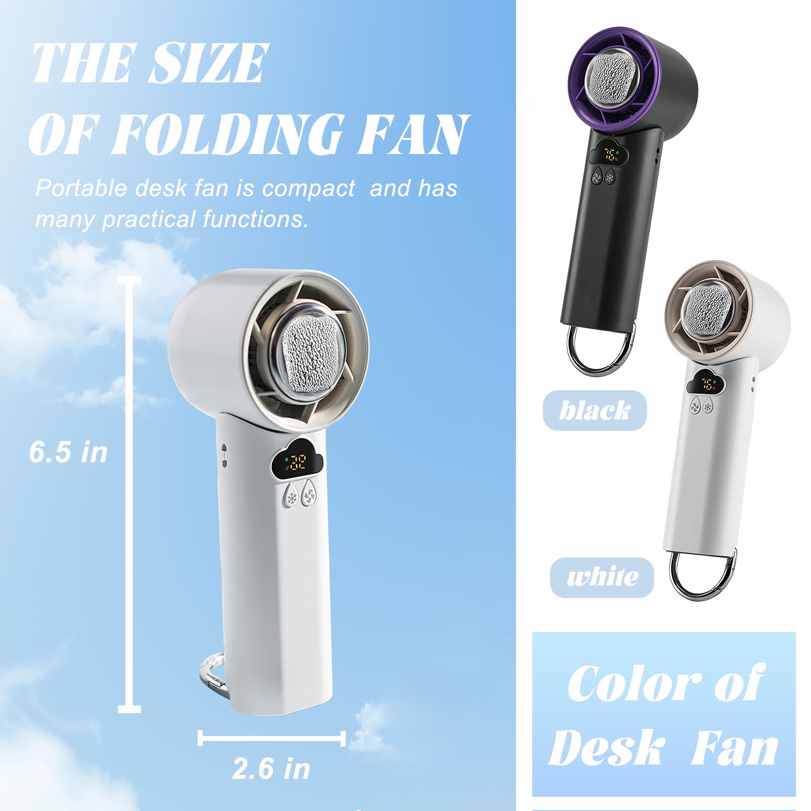 Portable Handheld Fan, High-Speed 2 In 1 Folding Fan, Small Rechargeable Fans With Handheld