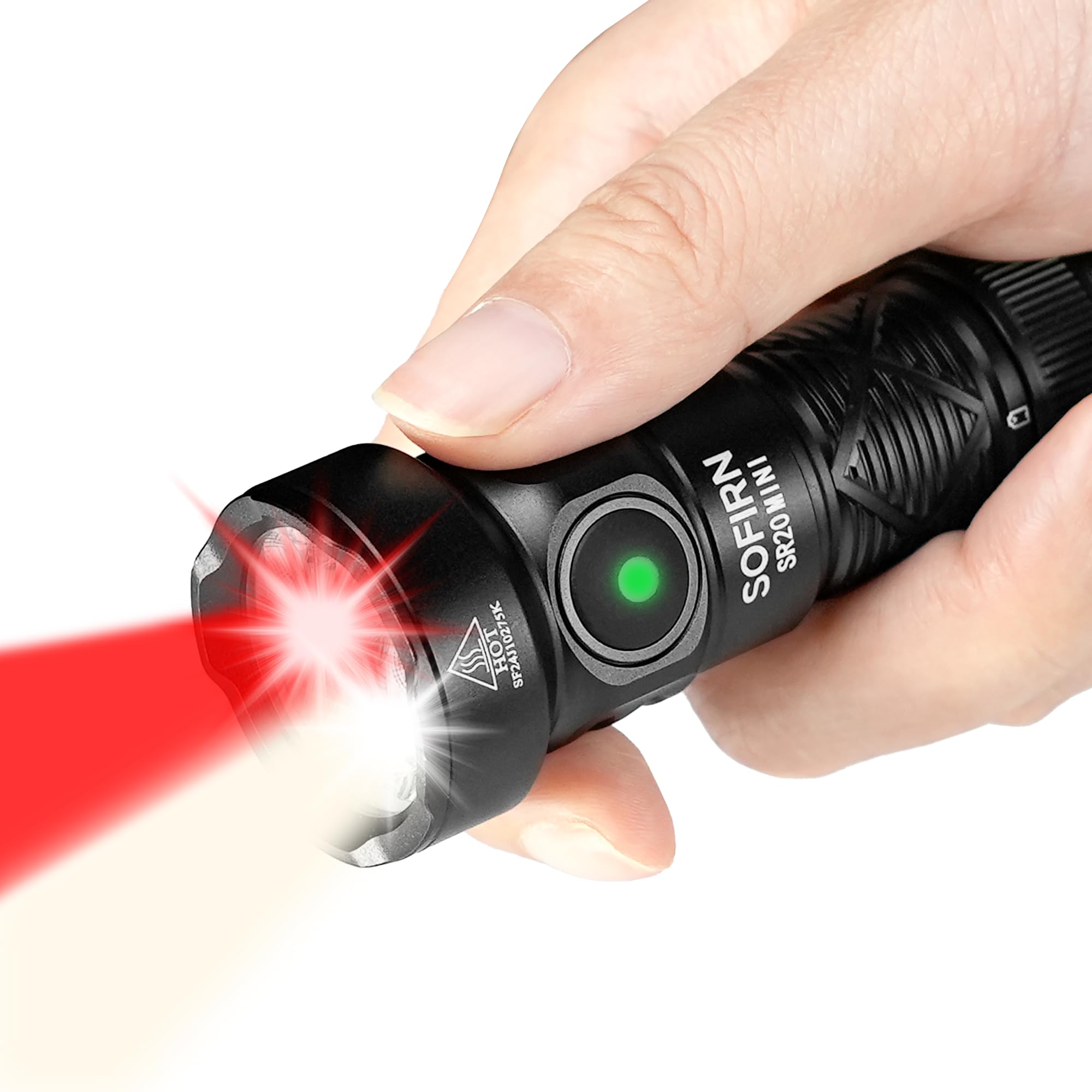Sofirn Led Rechargeable Red Flashlight, Sr20 Mini Bright Flashlight With 1200 Lumens Bright White Light, Red Light, Waterproof Samll Light For Camping Hiking Hunting Fishing