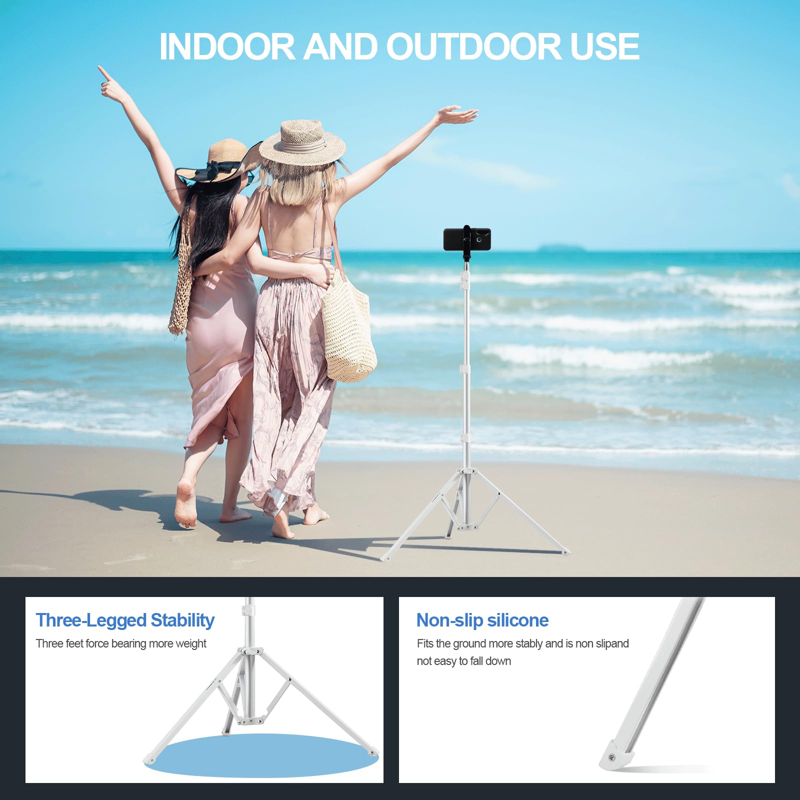Wellmaking 72" Led Light Stand - Reverse Folding Light Tripod For Photography, Portable, Suitable For Streaming, Vlog, Youtube (White)