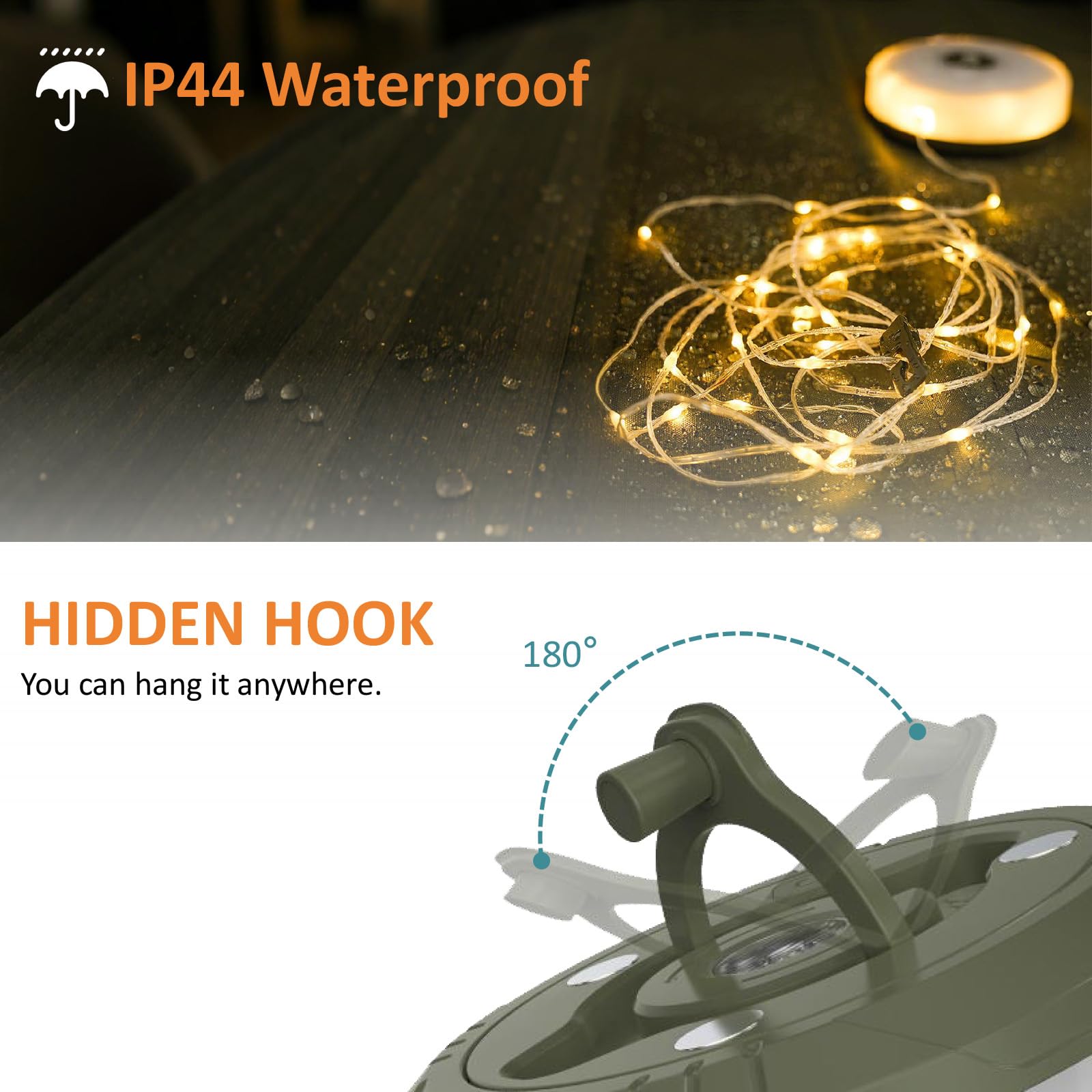 Venqibyz Camping String Lights, 4 In 1 Outdoor Camping Lantern With 8 Lighting Modes, Quick Storage, Camping Essentials Gear 32.8Ft Lamp Lights Waterproof, Rechargeable Tent Lights For Garden Hiking Christmas