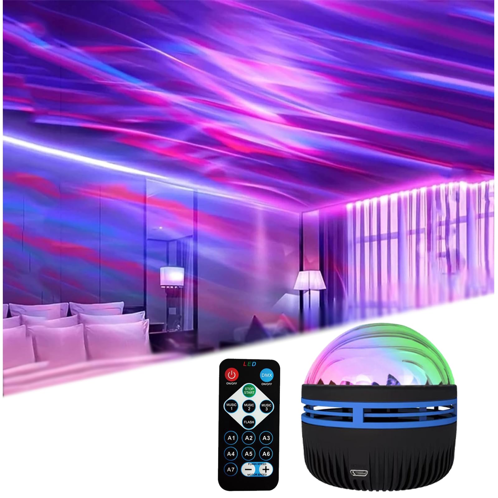 Xydongtong 2 In 1 Northern Lights And Ocean Wave Projector With 14 Effects Of Galaxy Light For Game Rooms, Parties, Light Projector For Bedroom, Led Light Projector For Room Home Decorations