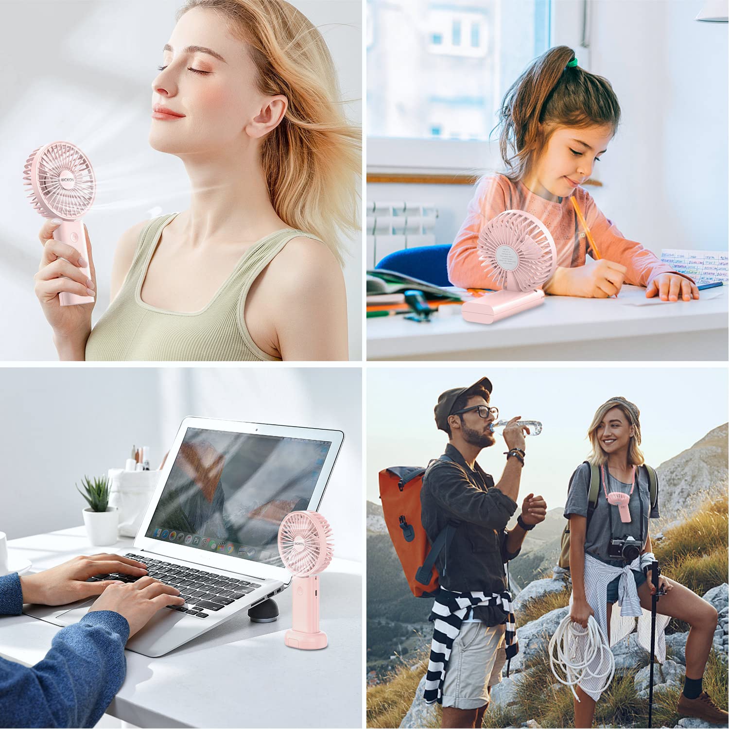 Handheld Portable Fan With Usb Rechargeable Battery, 3 Adjustable Speed Personal Desk Table Fan
