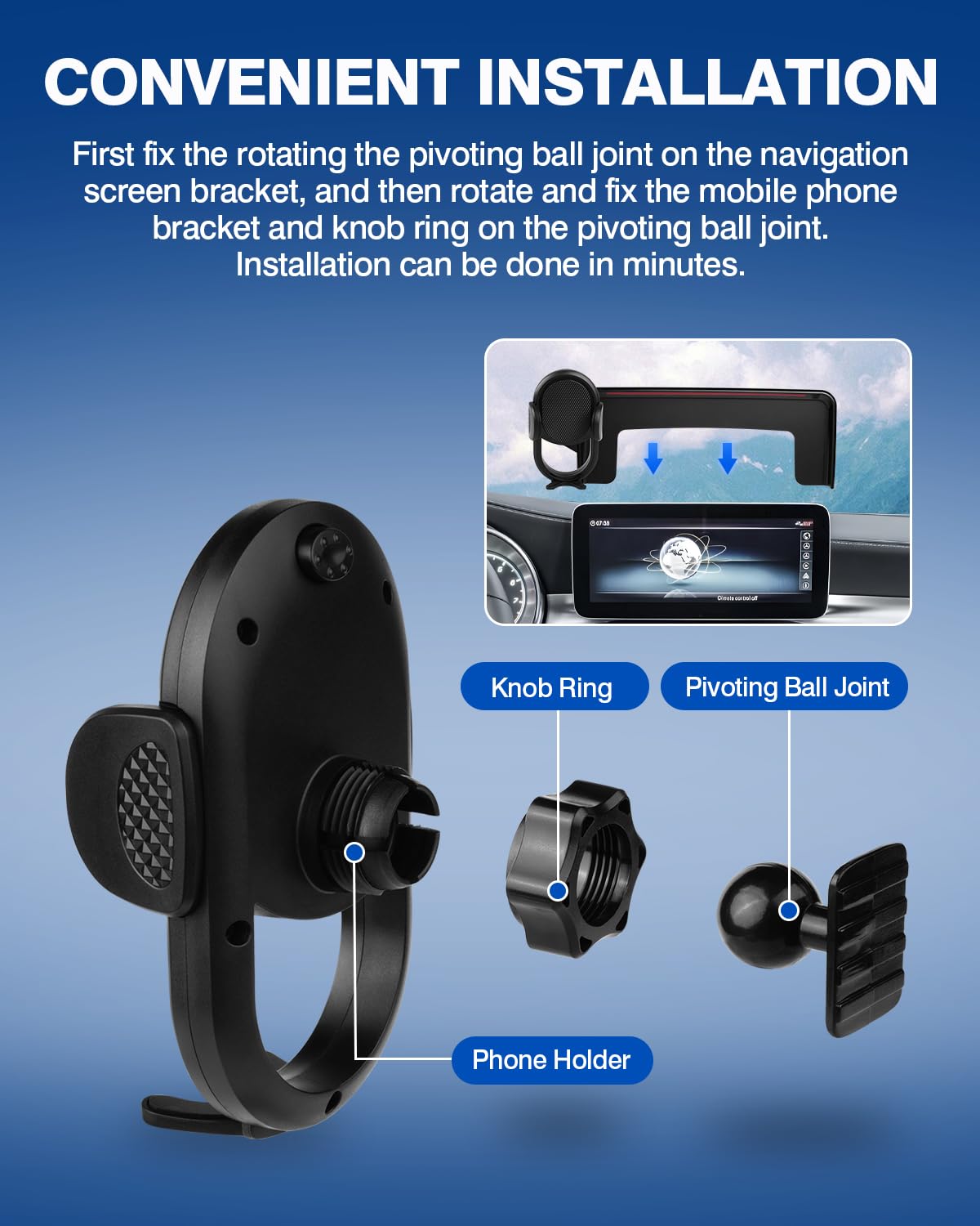 Autorder Custom Fit For Car Phone Holder 2019- Mercedes-Benz C-Class Glc/  V-Class Accessories Phone Mount 10.25" Screen Cell Phone Automobile Cradles Hands- 360 Degree Rotation