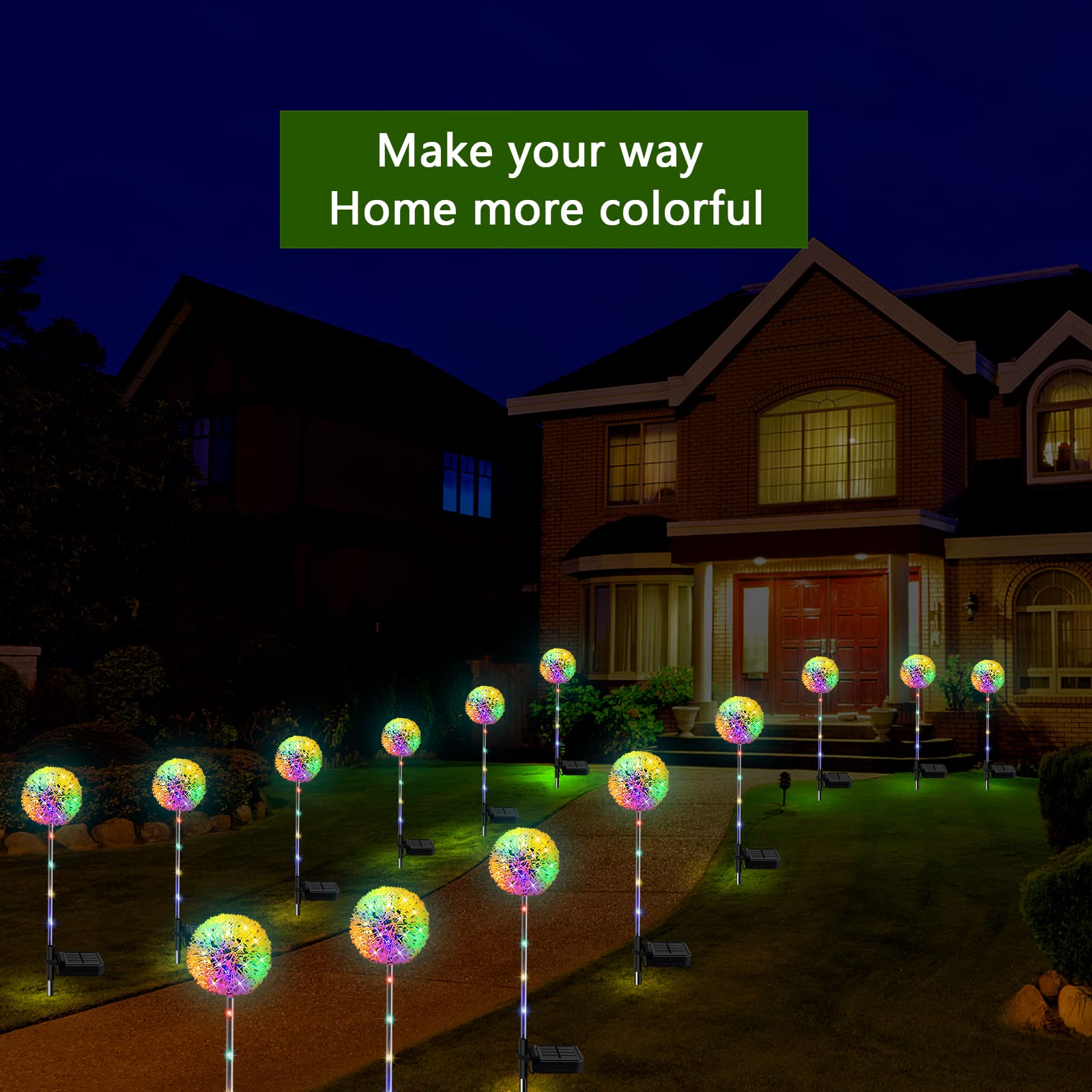 Amouhom Solar Garden Lights Outdoor 4 Pack Dandelion Lights Decorative Lights Waterproof Solar Garden Decor For Yard, Patio, Landscape Decoration