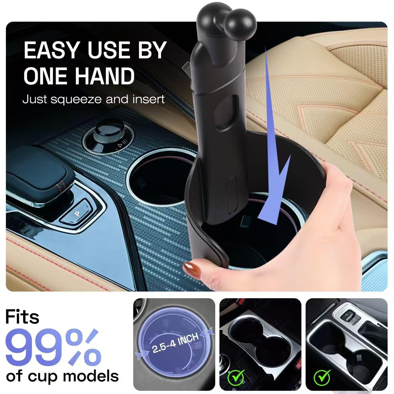 Trixcoin 3-In-1 Wireless Car Charger Cup Holder Phone Mount, 15W Fast Charging, Auto Clamping, Compatible With Iphone & All Smartphones