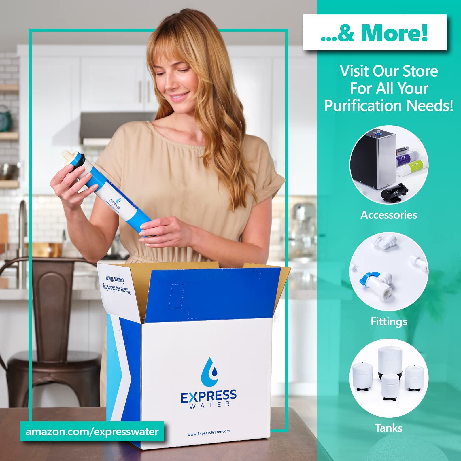 Express Water Deluxe Water Filter Faucet – Chrome Coke-Shaped Faucet – 100% Lead- Drinking Water Faucet – Compatible With Reverse Osmosis Water Filtration Systems