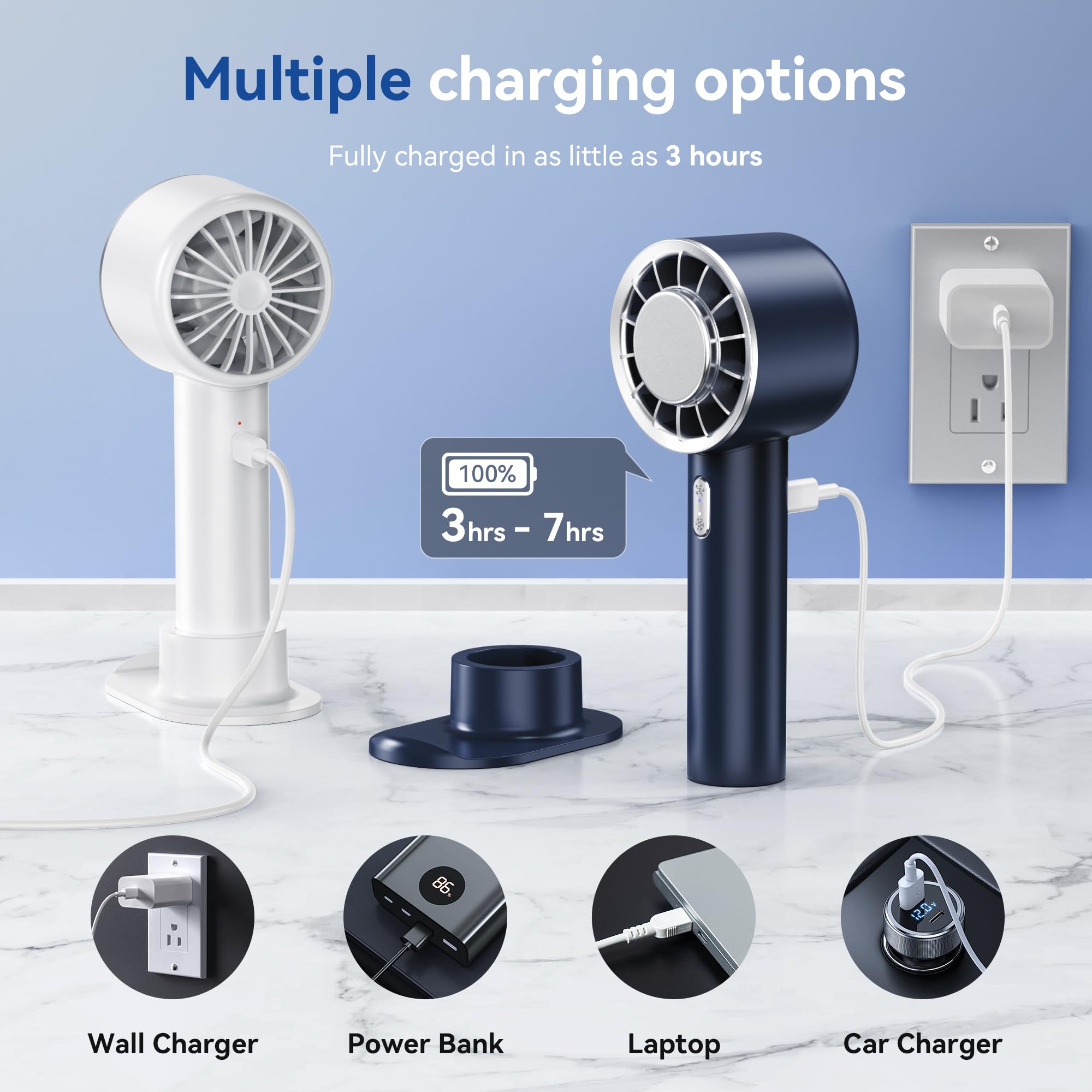 High-Speed Portable Handheld Turbo Fan, Quickly Cooling Rechargeable Personal Mini Fan, Usb Powered