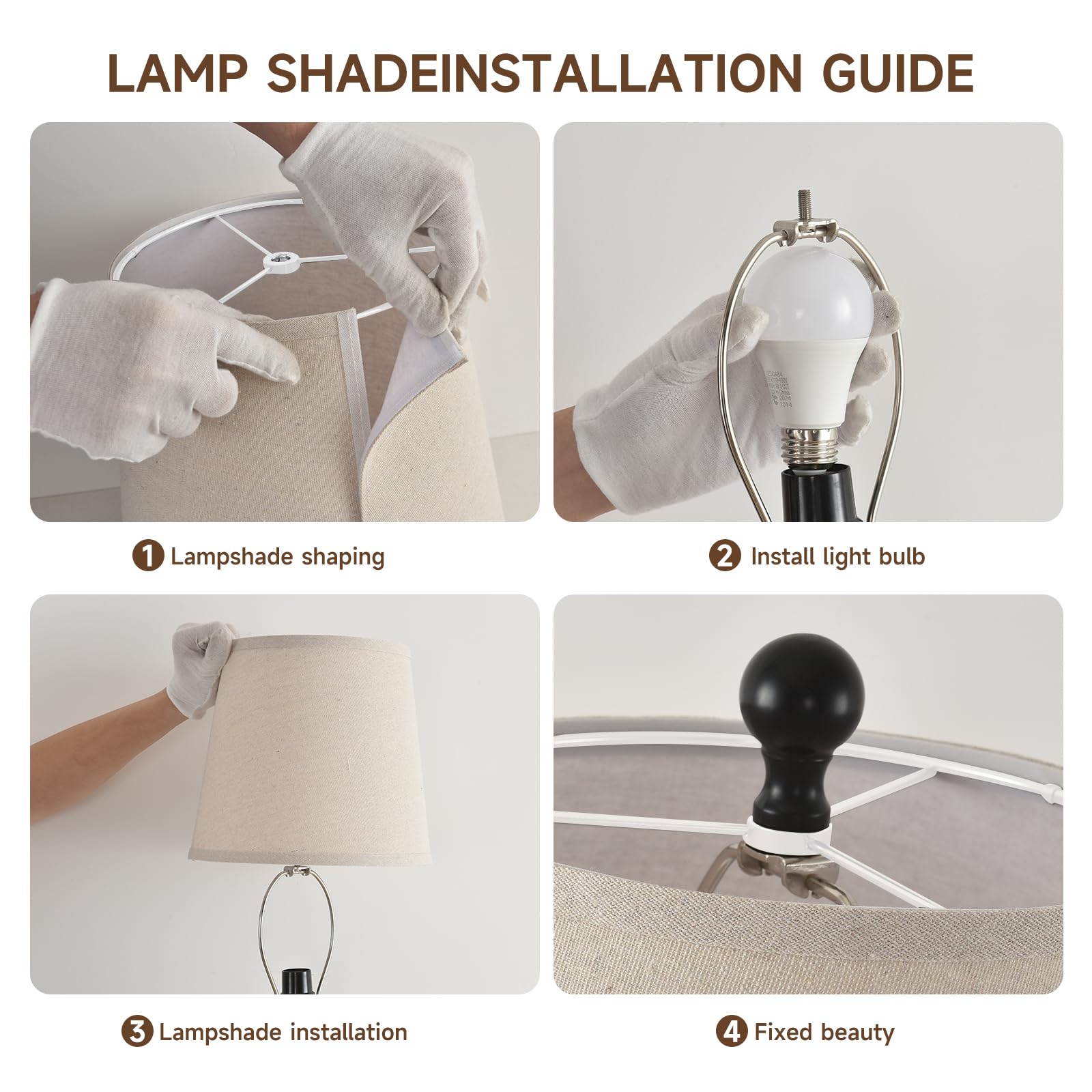 Terpsichore Lamps Set Of 2 Modern Farmhouse Table Lamp Bedside Reading Lights Living Room End Lamps Night Stands Bedroom Night Light,High 26.25 Inch,Black,With Fabric Lamp Shade,Bulb Not Included