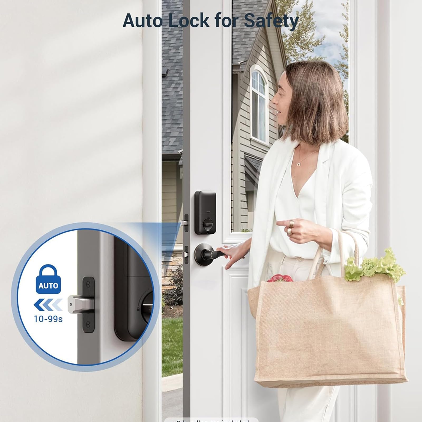 Darawf Fingerprint Door Lock With 2 Lever Handles - Keyless Entry Smart Deadbolt,Electronic Keypad Lock With Auto Lock,Bluetooth,App Control,Digital Code,Password,Key,Front Door Handle Set,Easy Installation
