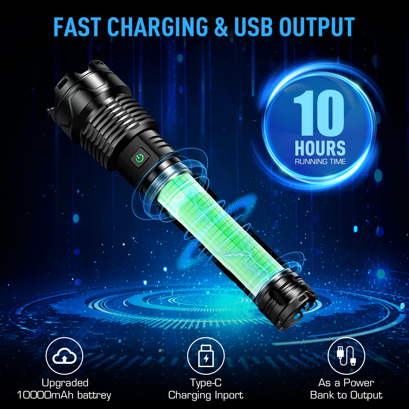 Brovave Rechargeable Led Flashlights,120000 High Lumens Super Bright Flashlight,Xhp160.2 Tactical Flashlight With Zoomable&5 Modes&Ipx65 Waterproof,Powerful Handheld Flashlight For Camping,Hiking,Emergencies
