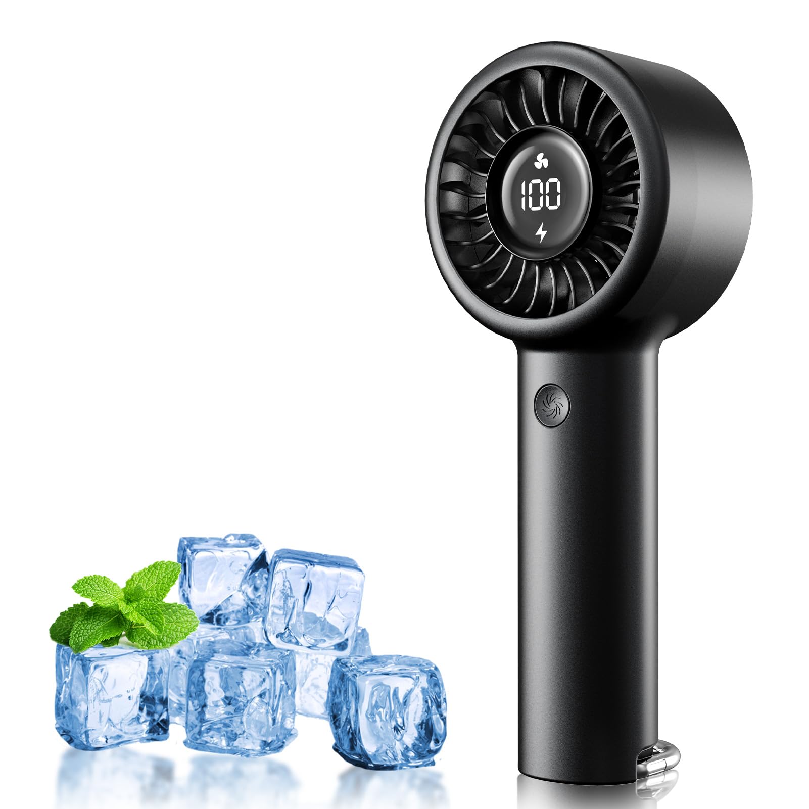 Handheld Turbo Fan, High Speed Mini Portable Personal Fan Rechargeable, 5-Speed Cooling, Led Display