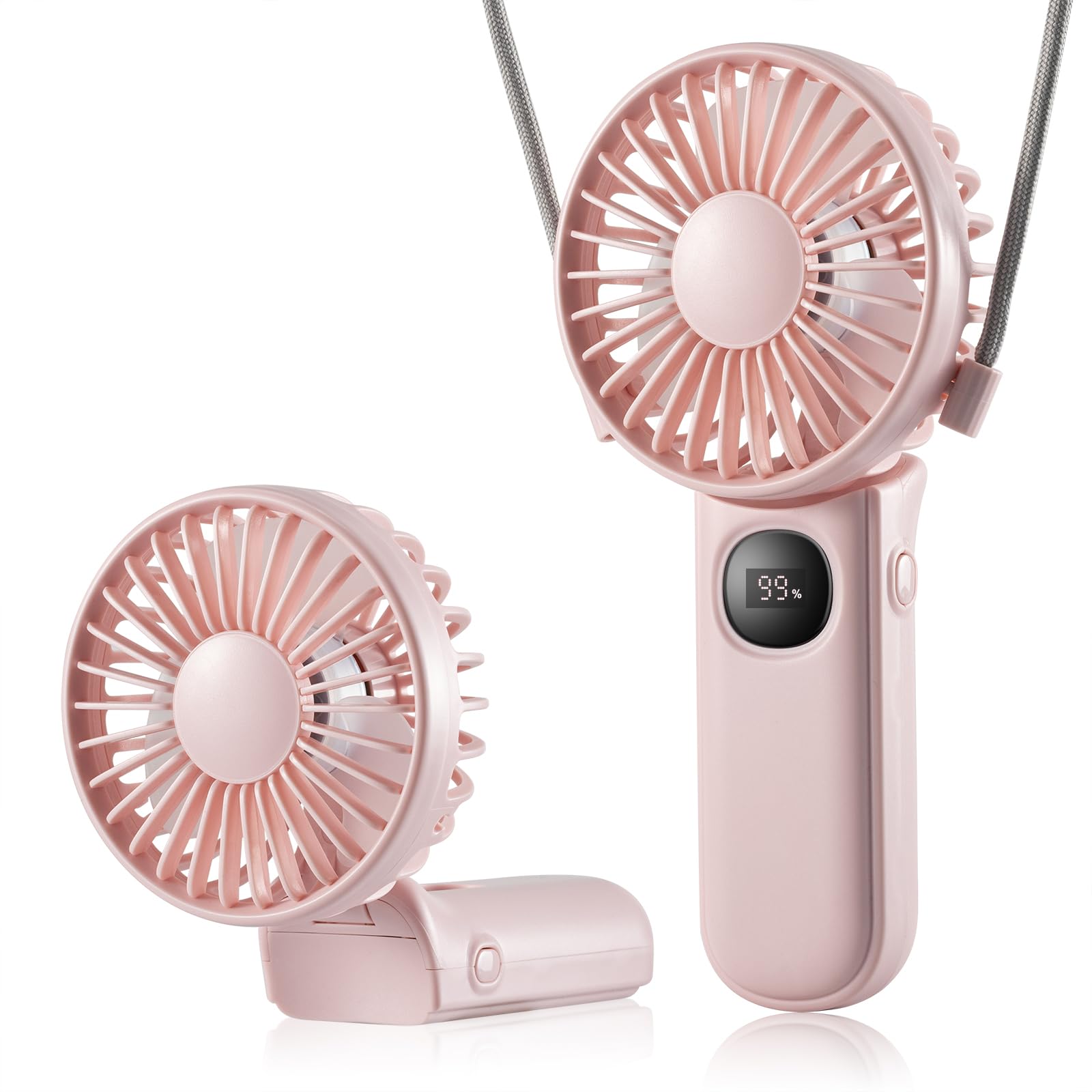 Mini Fan Handheld, Handheld/Neck/Desk 3 In 1 Rechargeable Small Portable For Travel, 2400Mah Battery - Koospark