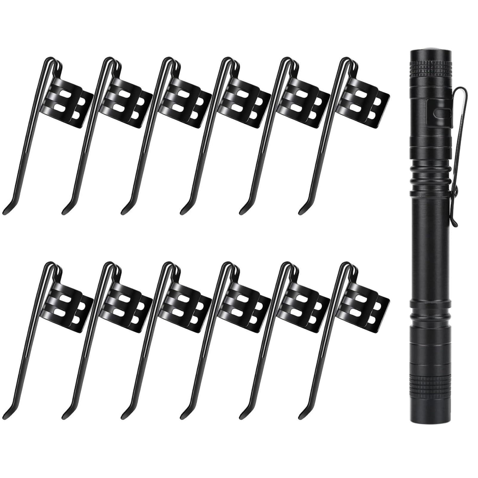 Hrxms 20 Pieces Replacement Flashlight Clip For Removable Accessories, Black Pocket Clip, Pen Clip, Durable、Lightweight、Portable