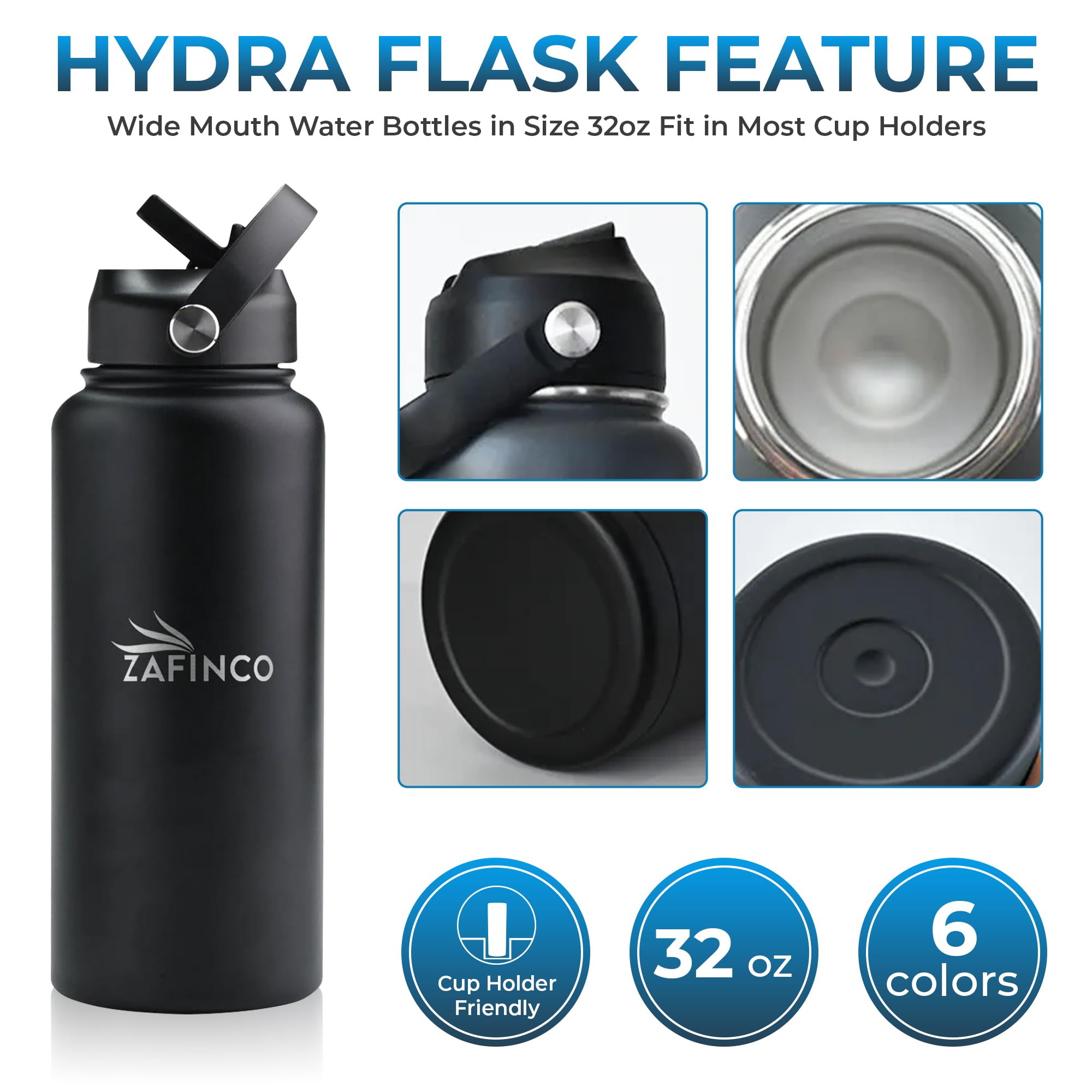 Hydra Flask Double Walled Insulated Water Bottle With Straw - 32 Oz Stainless Steel Water