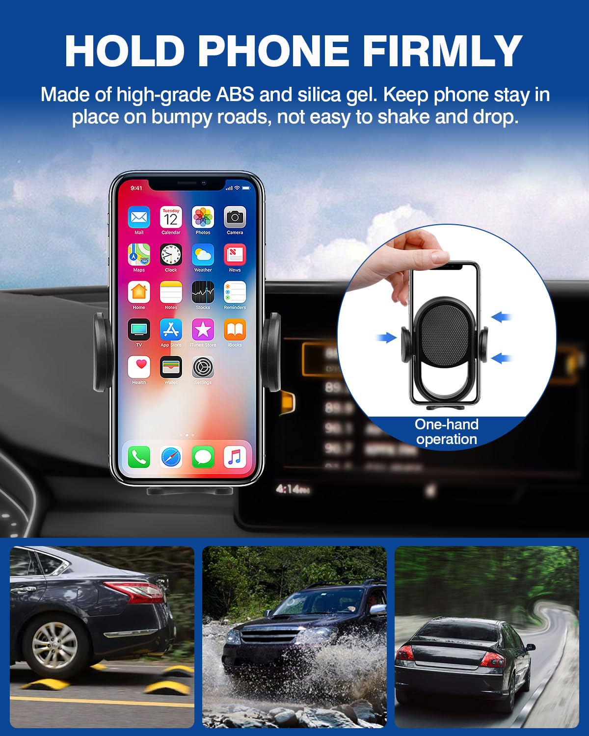 Autorder Custom Fit For Car Phone Holder 2017-2019 Audi A4/2019-2020 Q5 Accessories Phone Mount 7" Screen Cell Phone Automobile Cradles Hands- 360 Degree Rotation