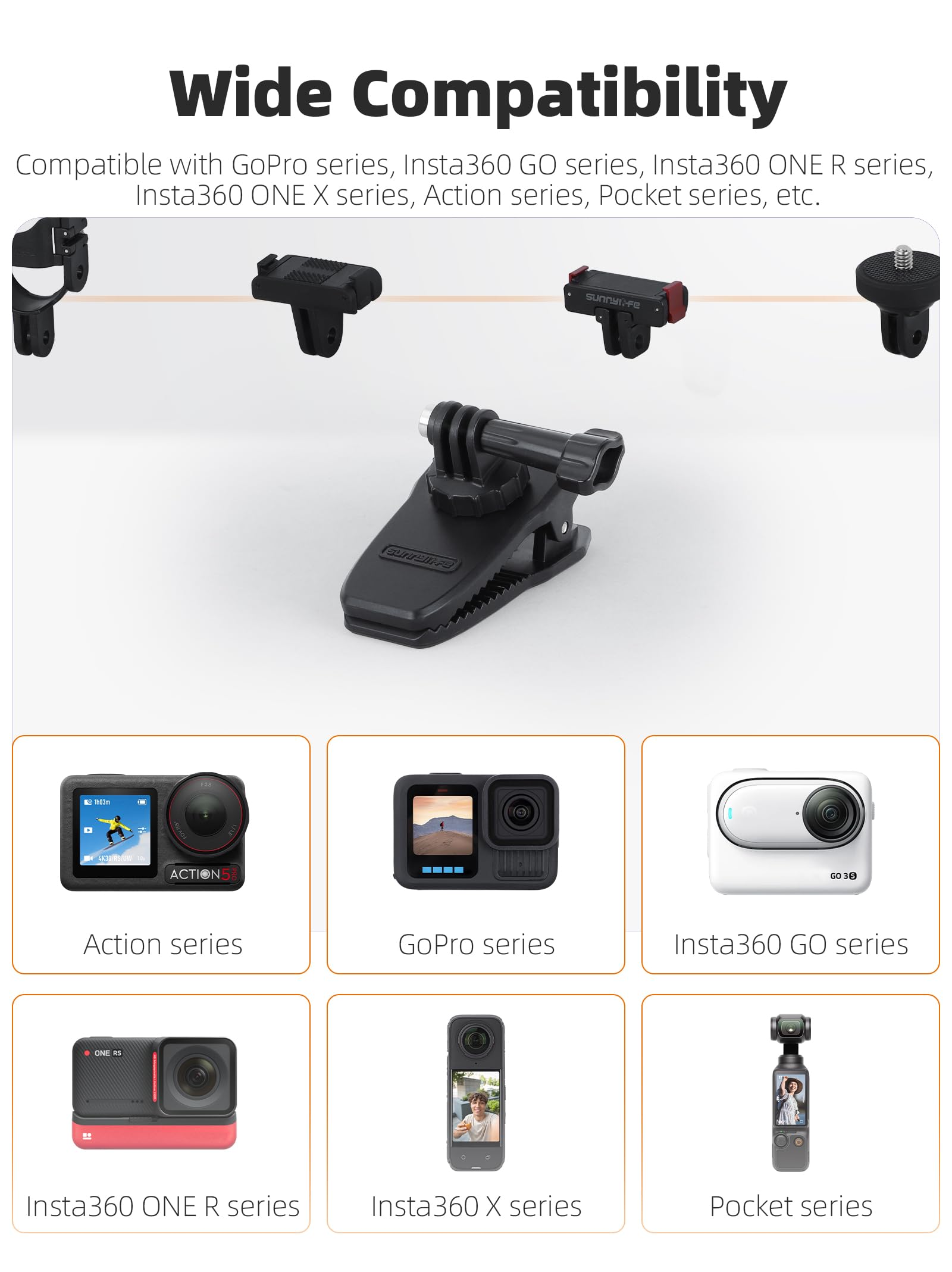 Liboqiao Magnetic Mount 360° Rotation Magnet Outside Camera Phone Holder Clip Stand For Pocket 3 Insta360 Gopro Series Action Cameras Accessories