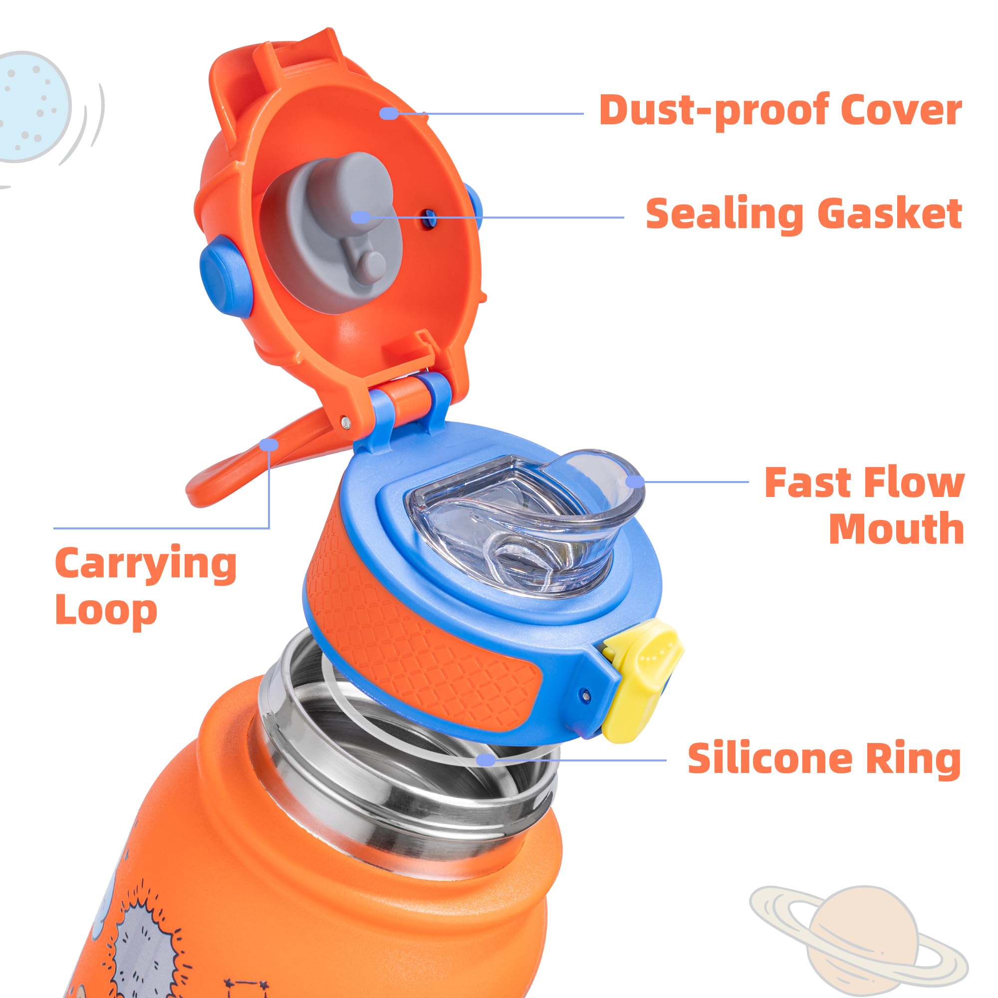 Oldley Kids Water Bottle 12Oz Insulated Water Bottle, Double Wall Stainless Steel Vacuum Bottle