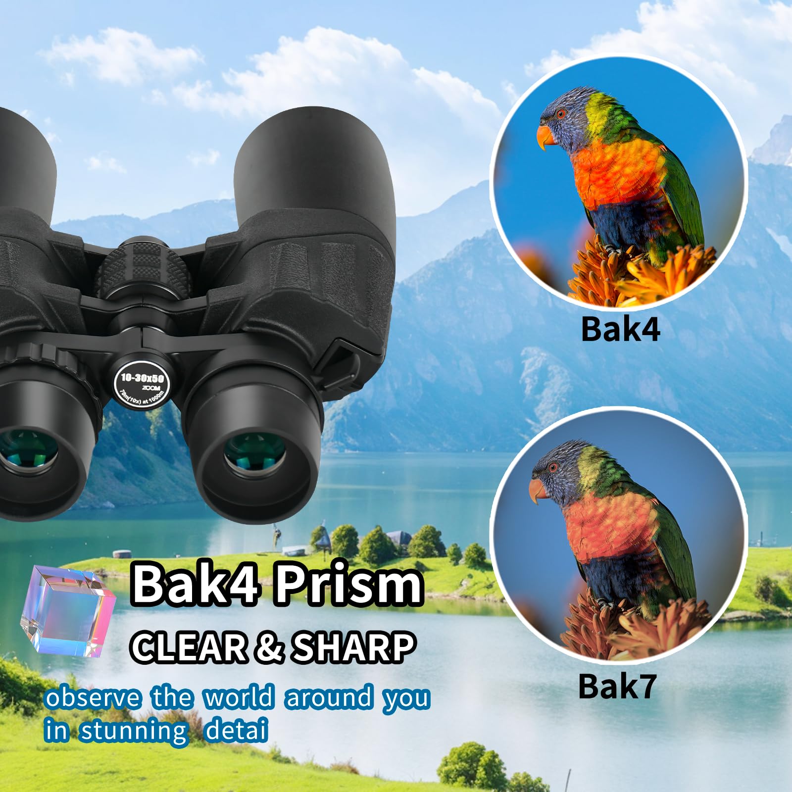 Cert Leidis 10-30X50 Zoom Binoculars For Adults High Power, Low Light Night Vision, Bak4 Prism With Fmc Lens, Waterpoof, Hd Professional Binoculars For Bird Watching, Hunting, Outdoor, Hiking
