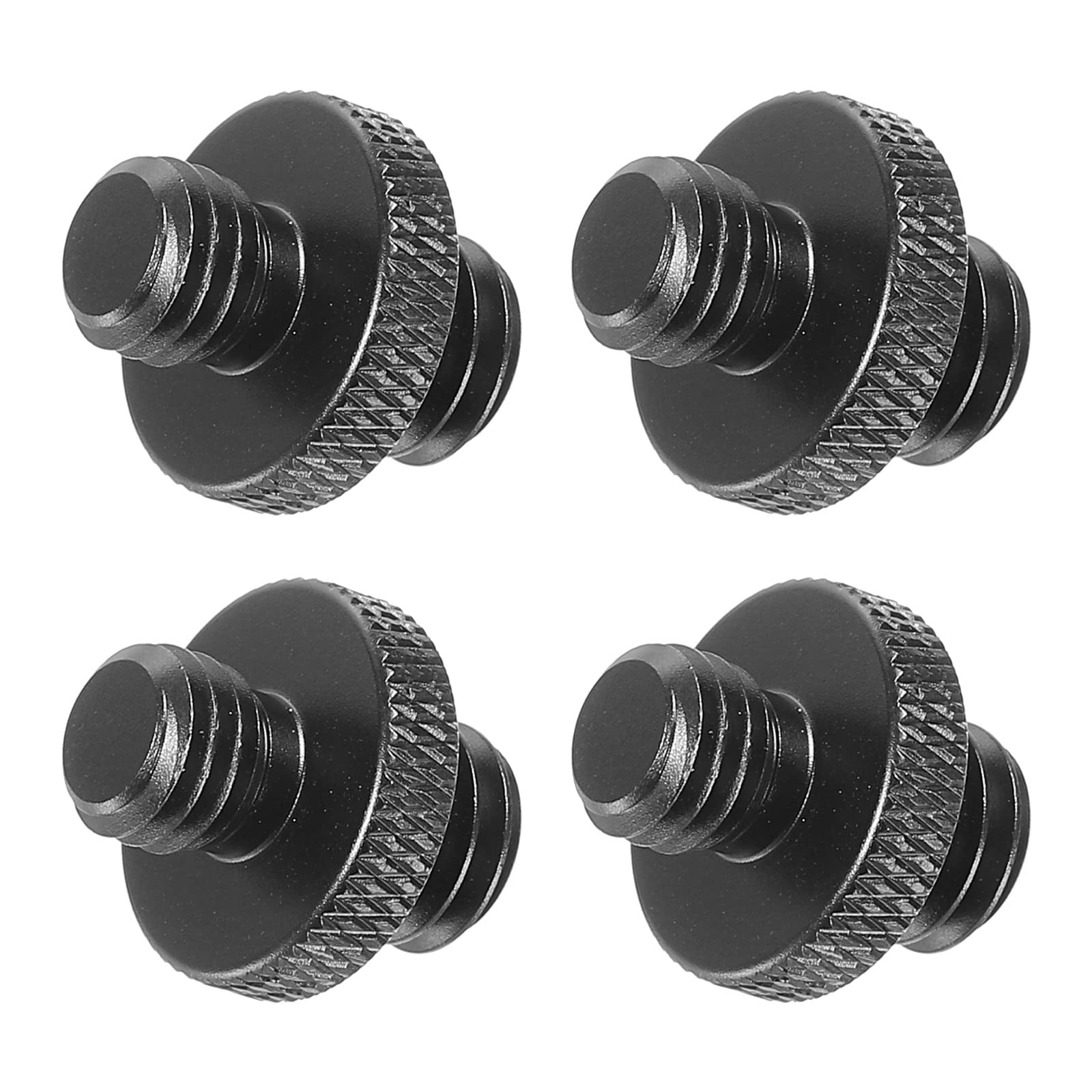 Patikil Mic Stand Adapter M8 Male To 3/8 Male Thread Tripod Screw Adapter Double Sides Camera Screw For Microphone Tripod Stand Black 4 Pack