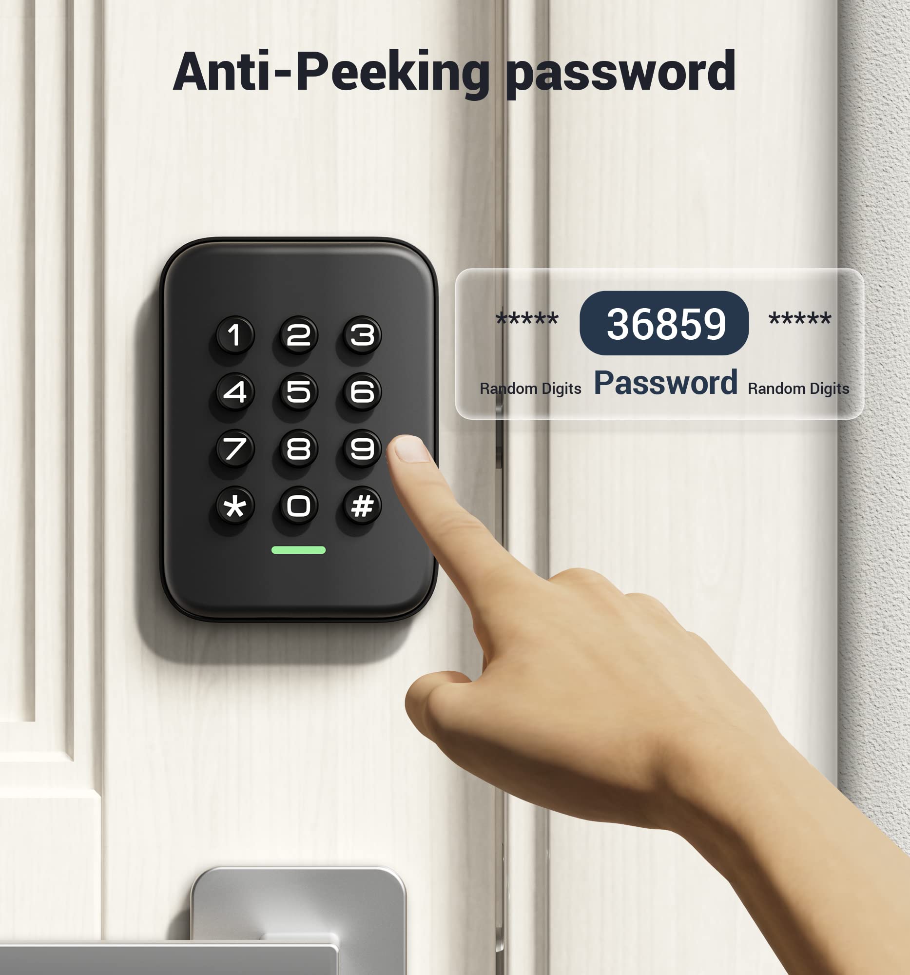 Veise Keyless Entry Door Lock, Electronic Keypad Deadbolt, Auto Lock, Anti-Peeking Password, Emergency Power Port, Easy Installation, Black