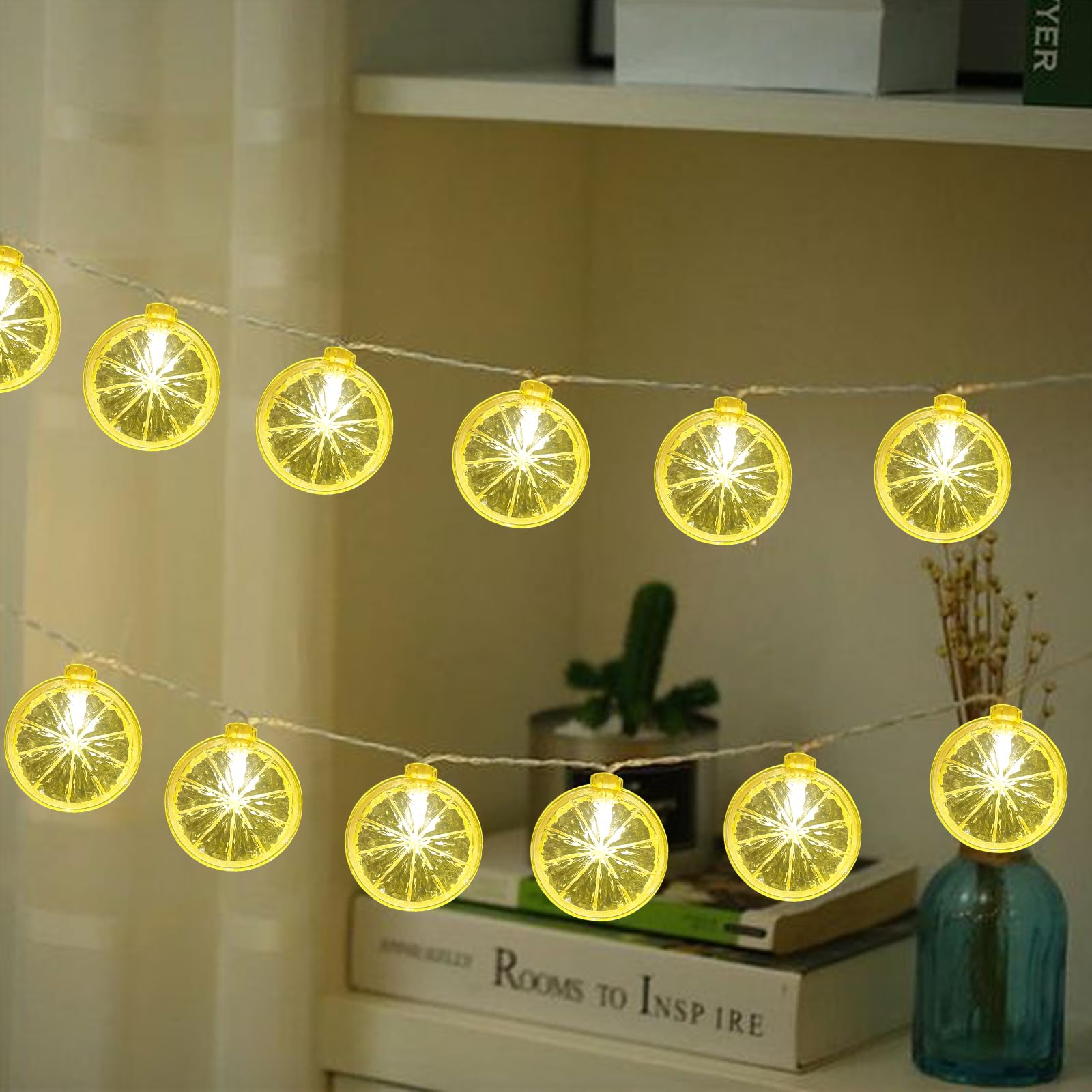 Abeja Lemon Decor String Light, 8.5Ft Lemon Fairy String Lights With 10 Lemon Slice Lights Plug In Lemon String Lights For Home Wedding Birthday Party Garden Decor