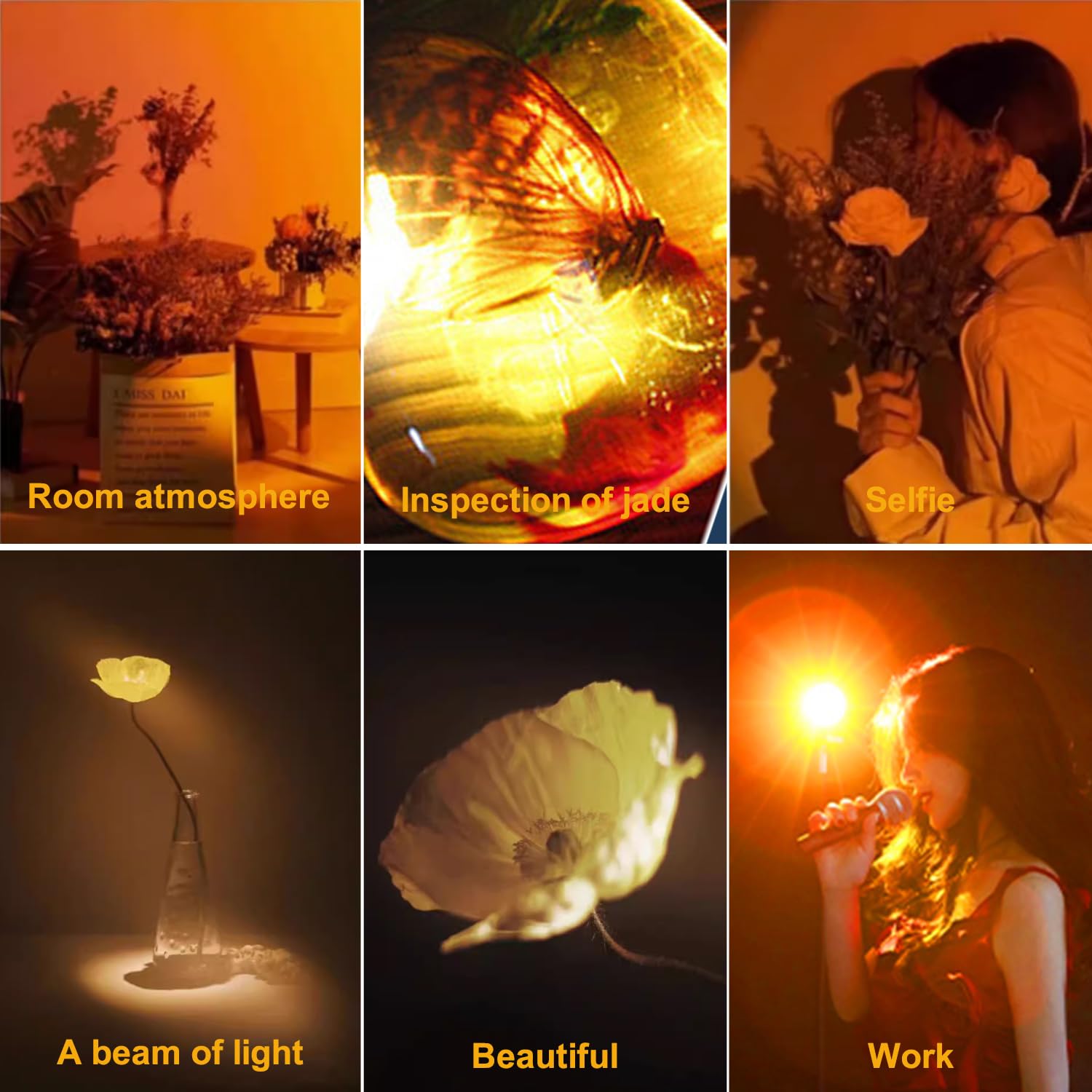 Hyvczp Led Amber Flashlight, 3 Modes Yellow Flashlight 3500K Warm Light, Blue Light Blocking For Daily Use, Camping, Aviation, Eye Care, Sleep Aid, Photography (4)