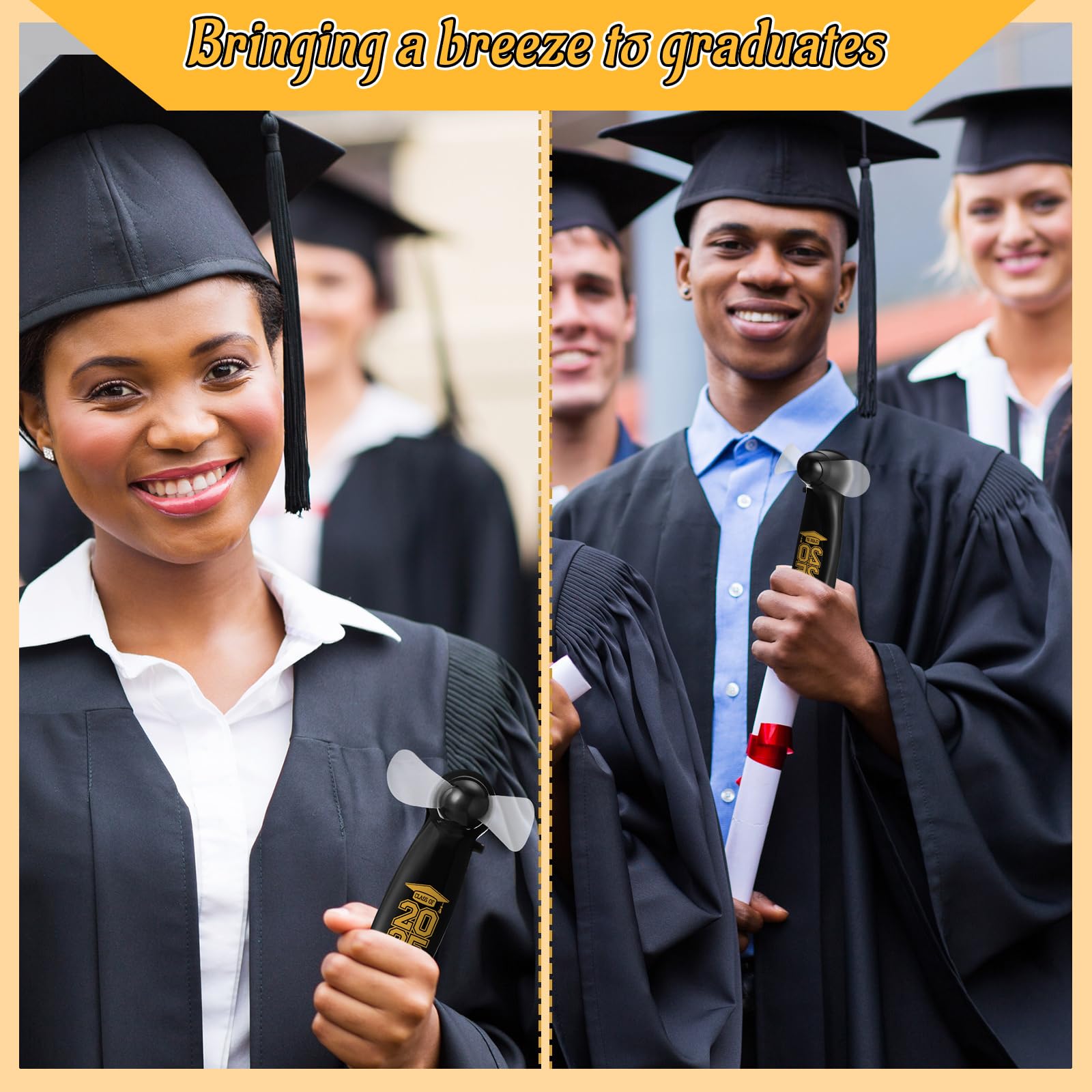 Vihose 24 Pcs Mini Portable Graduation Fan Bulk Powerful Handheld Fan Electric Personal Battery Hand