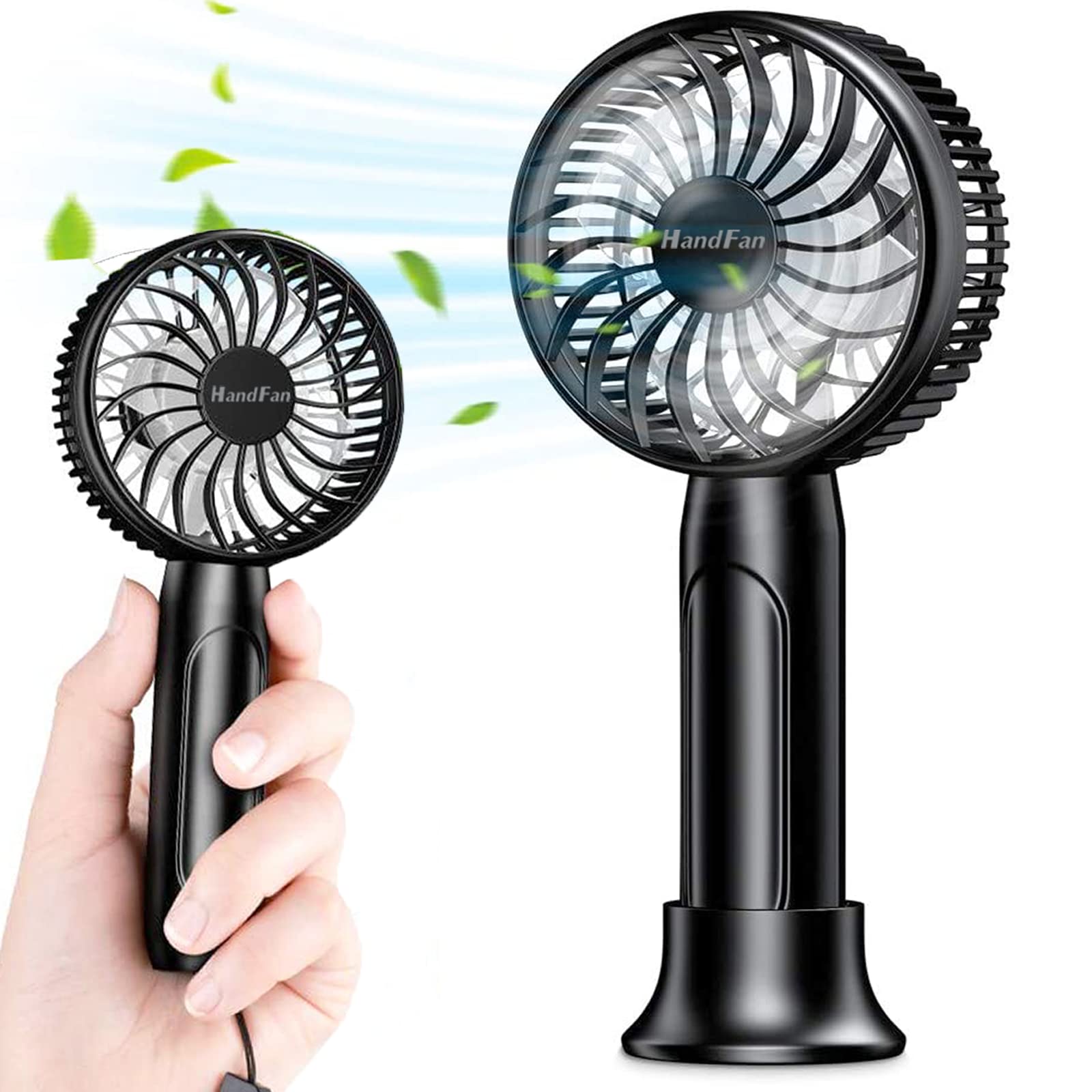 Handfan Mini Portable Handheld Fan, 3-Speeds Usb Rechargeable Pocket Fan With Natural Wind Mode - Koospark