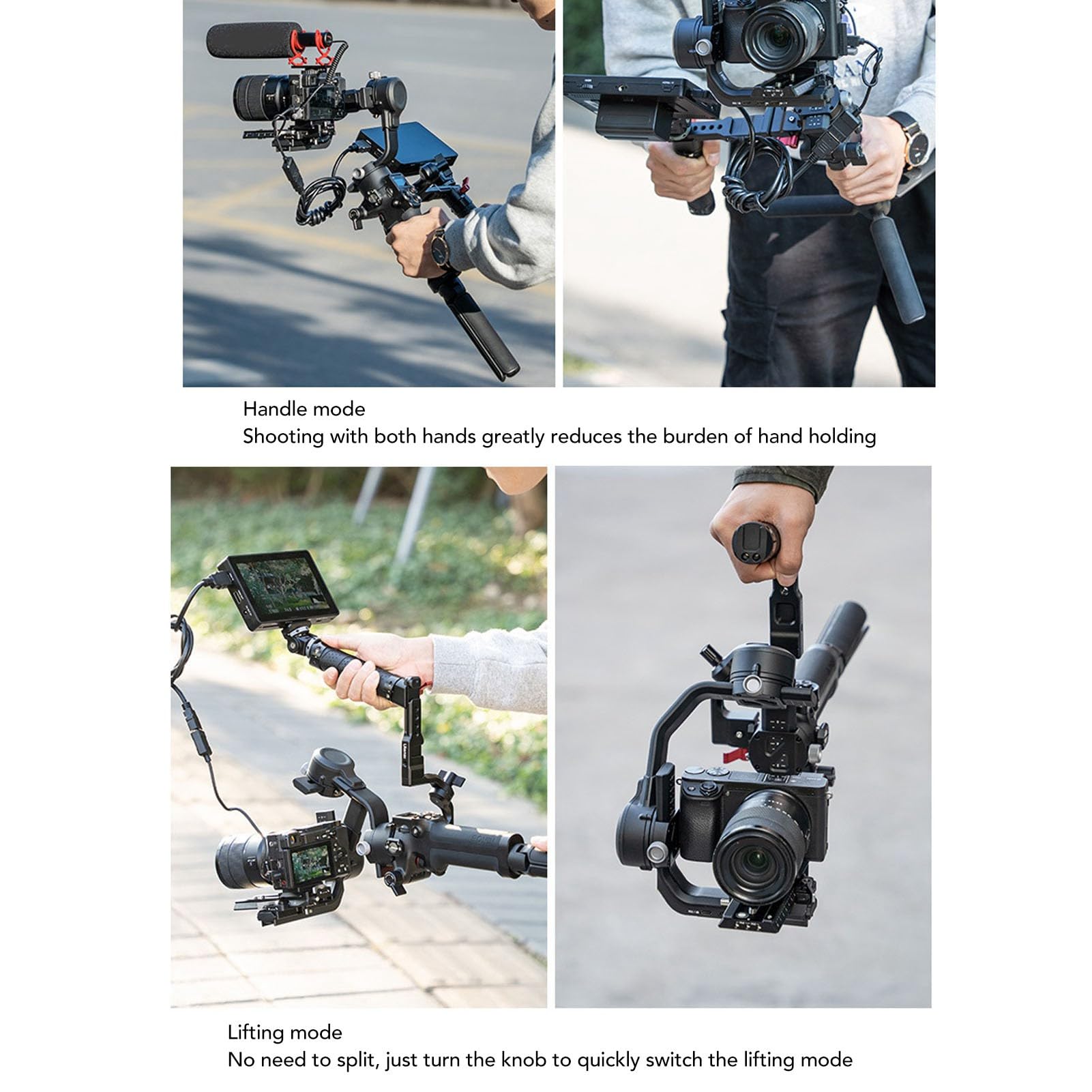 Bewinner Mini Gimbal Stabilizer For Dji Rs2 Rs3 Mini, Adjustable Sling Handgrip Gimbal Sling Handle, Foldable Camera Stabilizer With Multiple Expansion Interfaces