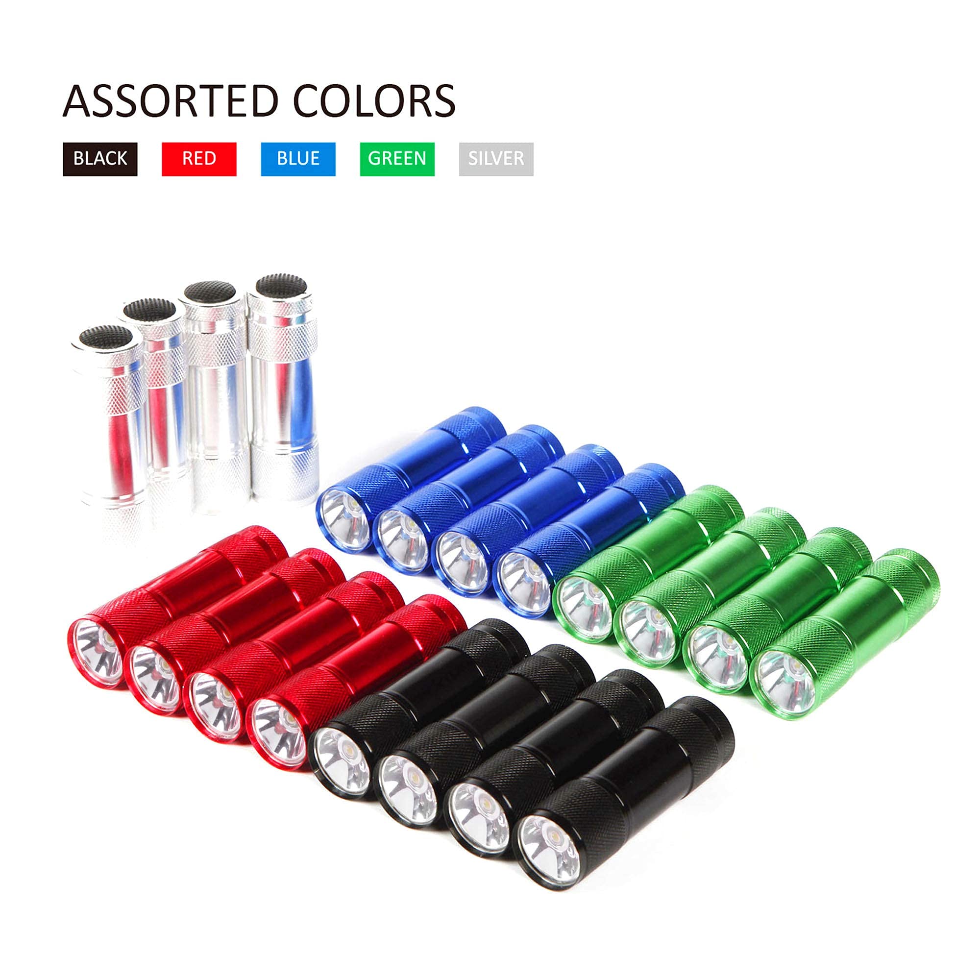 Fastpro 20-Pack 100 Lumen Super Bright Aluminum Led Flashlights Set, With Aaa Dry Batteries Included And Pre-Installed