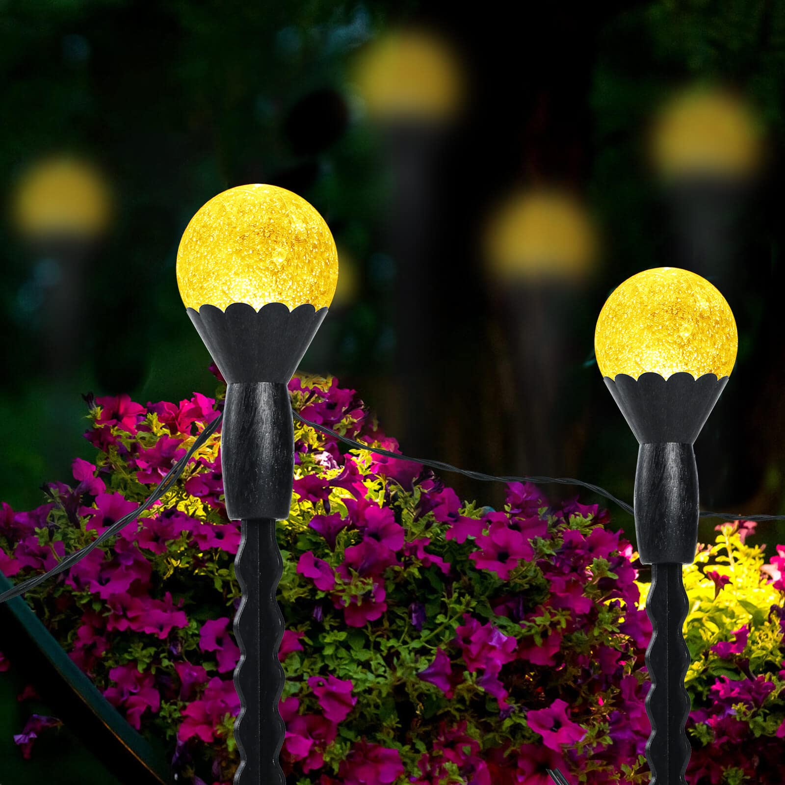 Semilits Solar Landscape Lights 12Led Bubble Beads Shaped Outdoor Solar String Lights For Path Garden Patio Decor