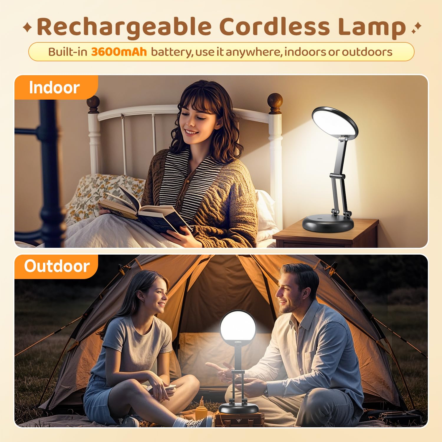 Coolnight Small Desk Lamp, 10 Brightness Led Desk Lamp For Home Office, Rechargeable & Cordless, Eye-Caring, Black