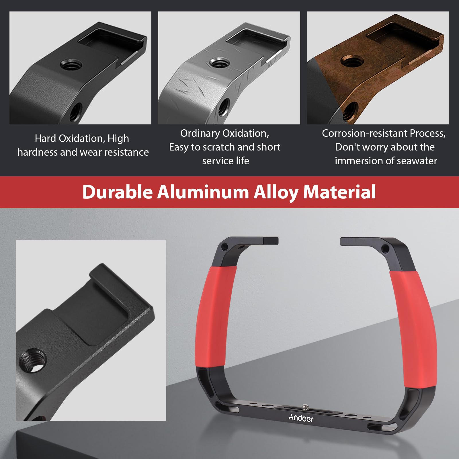 Andoer Submersible Stabilizer Mount, Handheld Stabilizer For Action Camera With Mounts For Cold Shoes Strap Compatible With Gopro Hero 12/11/10, Dji Osmo Action 4/3/2, Insta360, Red