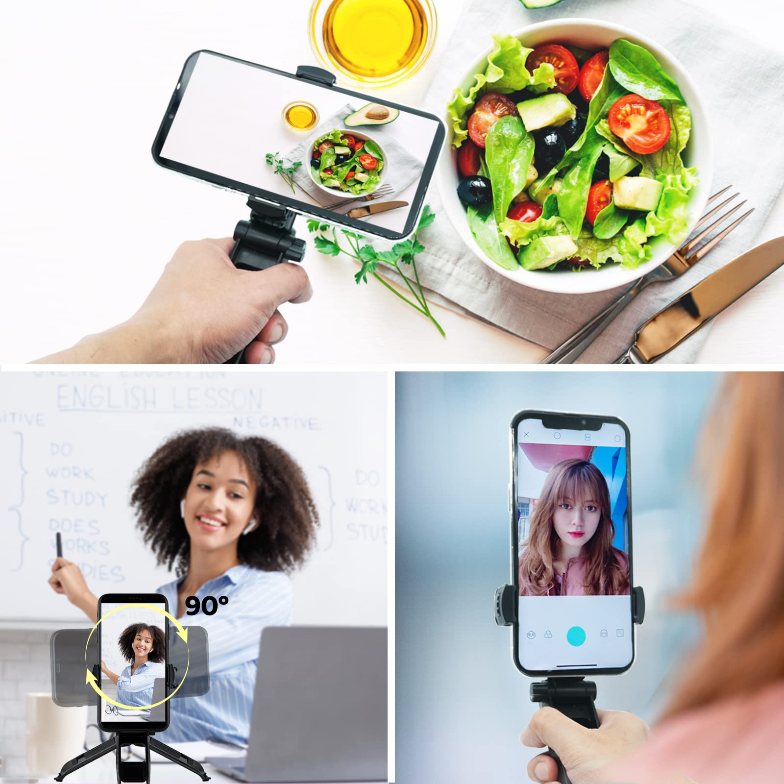 Goocong Phone Tripod Mini Tripod Tabletop Small Tripod Desktop Stand Compact Vlog Travel Selfie Stick Handle Grip For Iphone 13, Samsung Smartphone