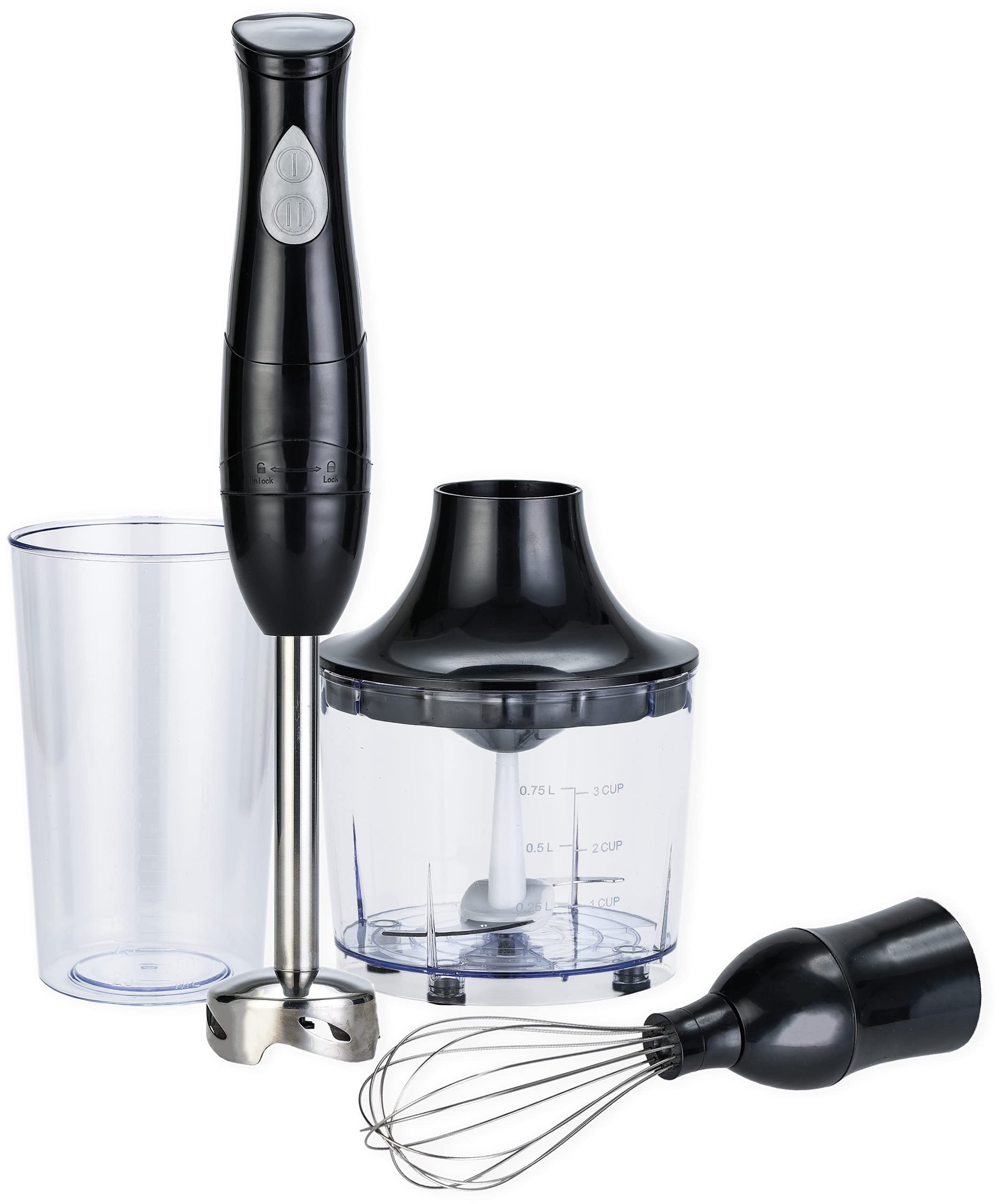 Eurostar Eh4800Bx 2-Speed Hand Blender With Food Chopper & Whisk Attachments, Black