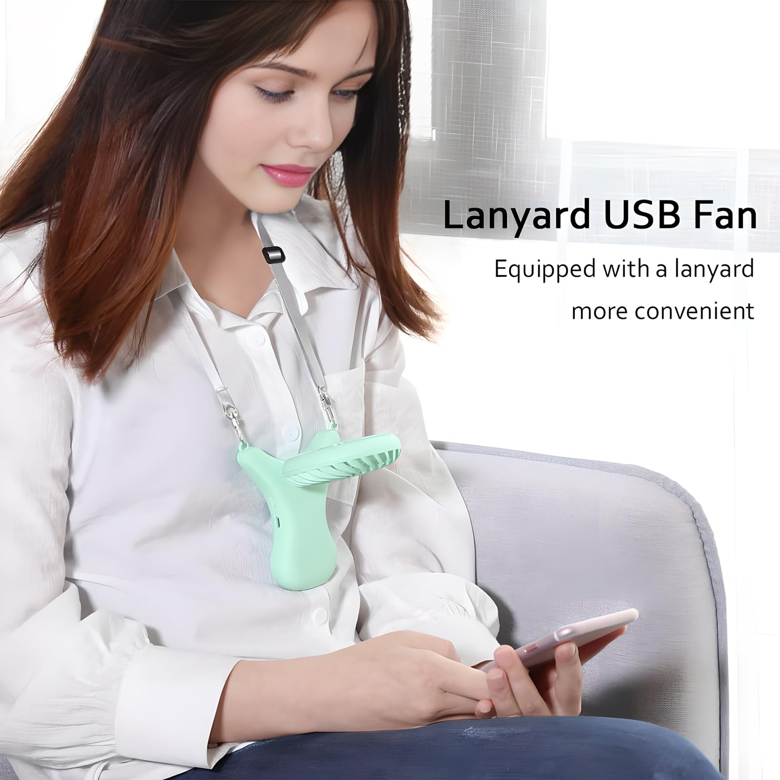 Oatsbasf Mini Portable Fan, Cute Design 3 Speed Personal Small Desk Fan, 90° Ajustable, Rechargeable