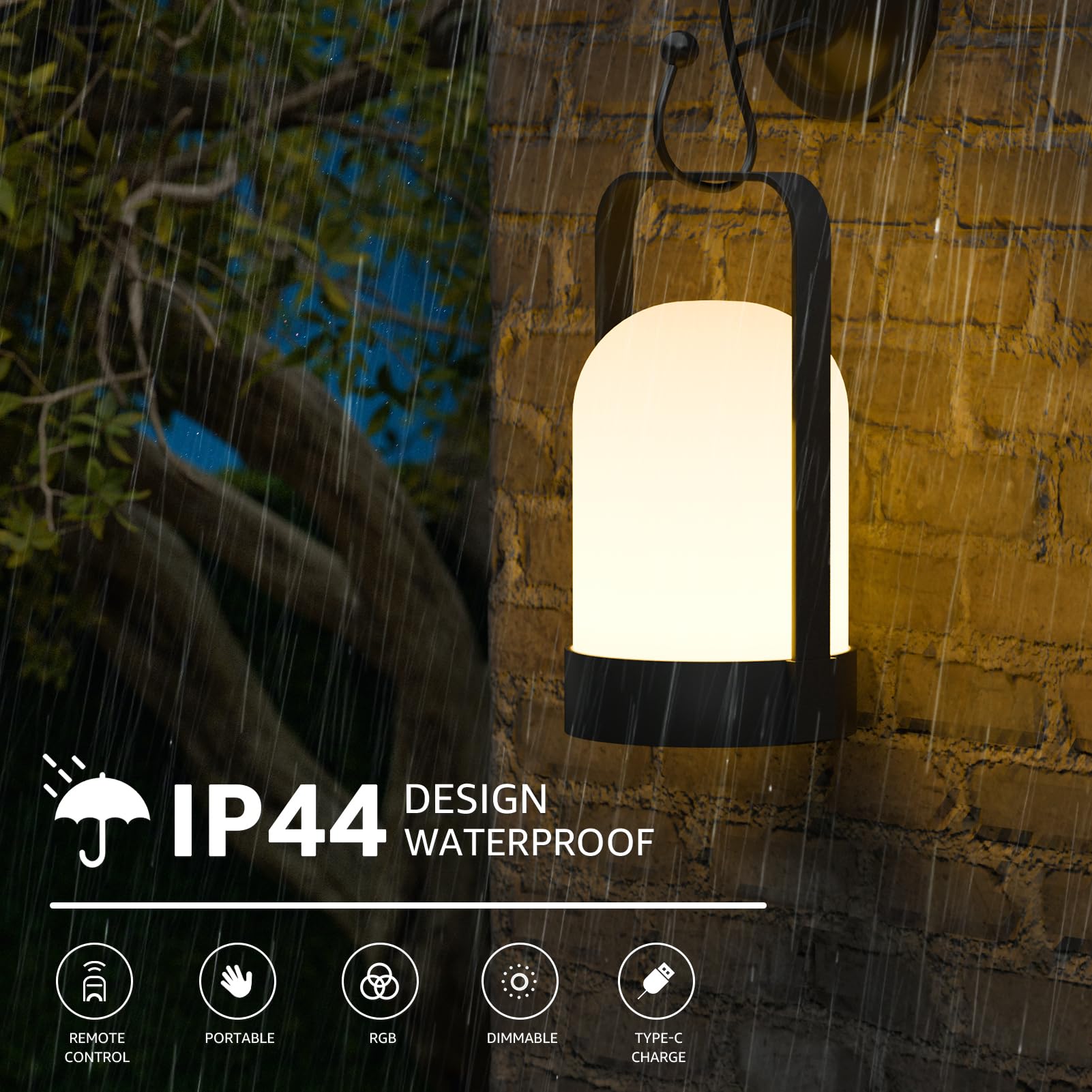 Uuffoo Nicebuy Rechargeable Outdoor Table Lamp - Remote Controlled Led Lantern With 8 Lighting Modes, Portable Handle Design For Patio, Garden & Camping (2-Pack, Ip44 Weatherproof)