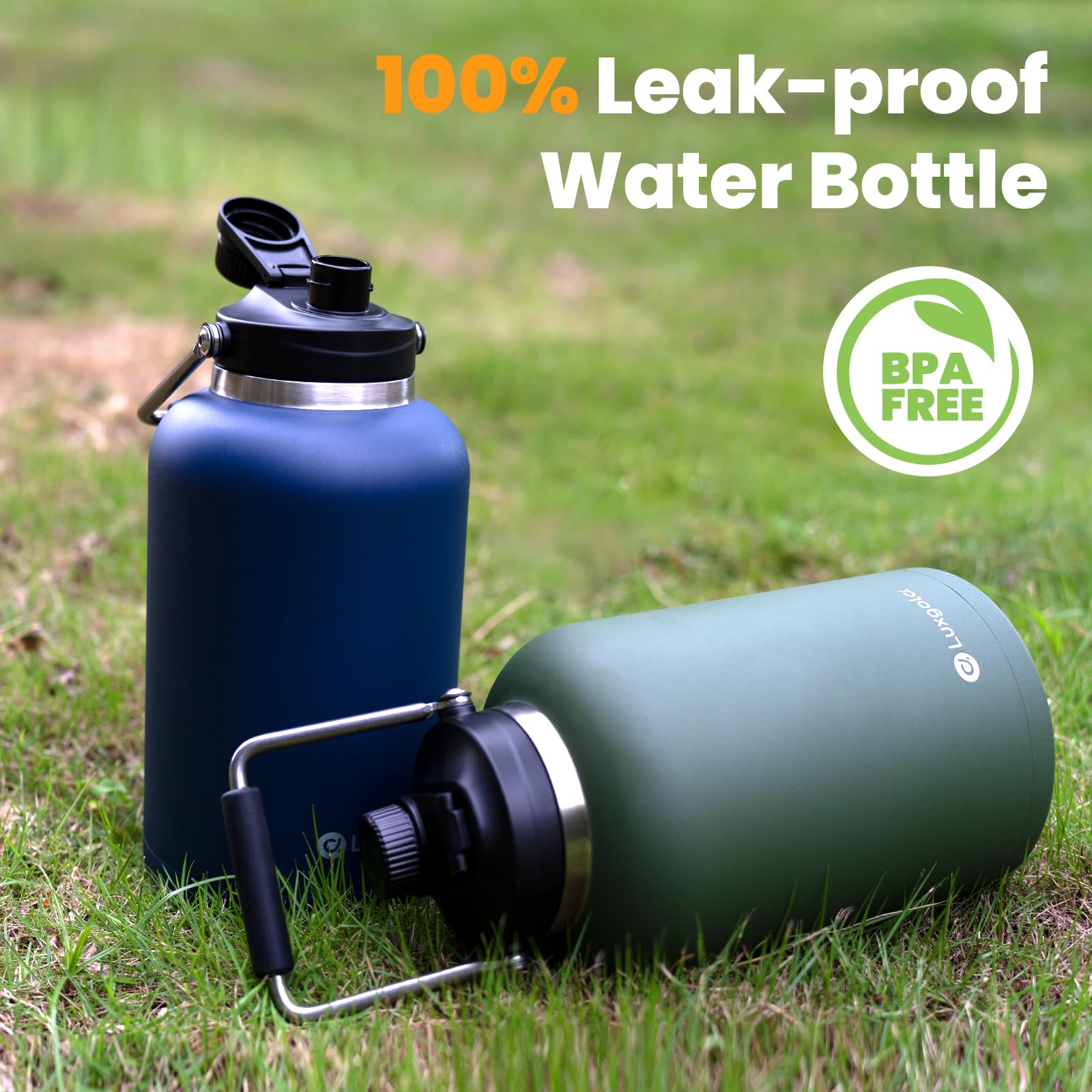 128 Oz Insulated Water Bottle With Spout Lid And Handle, One Gallon Stainless Steel Double Vacuum