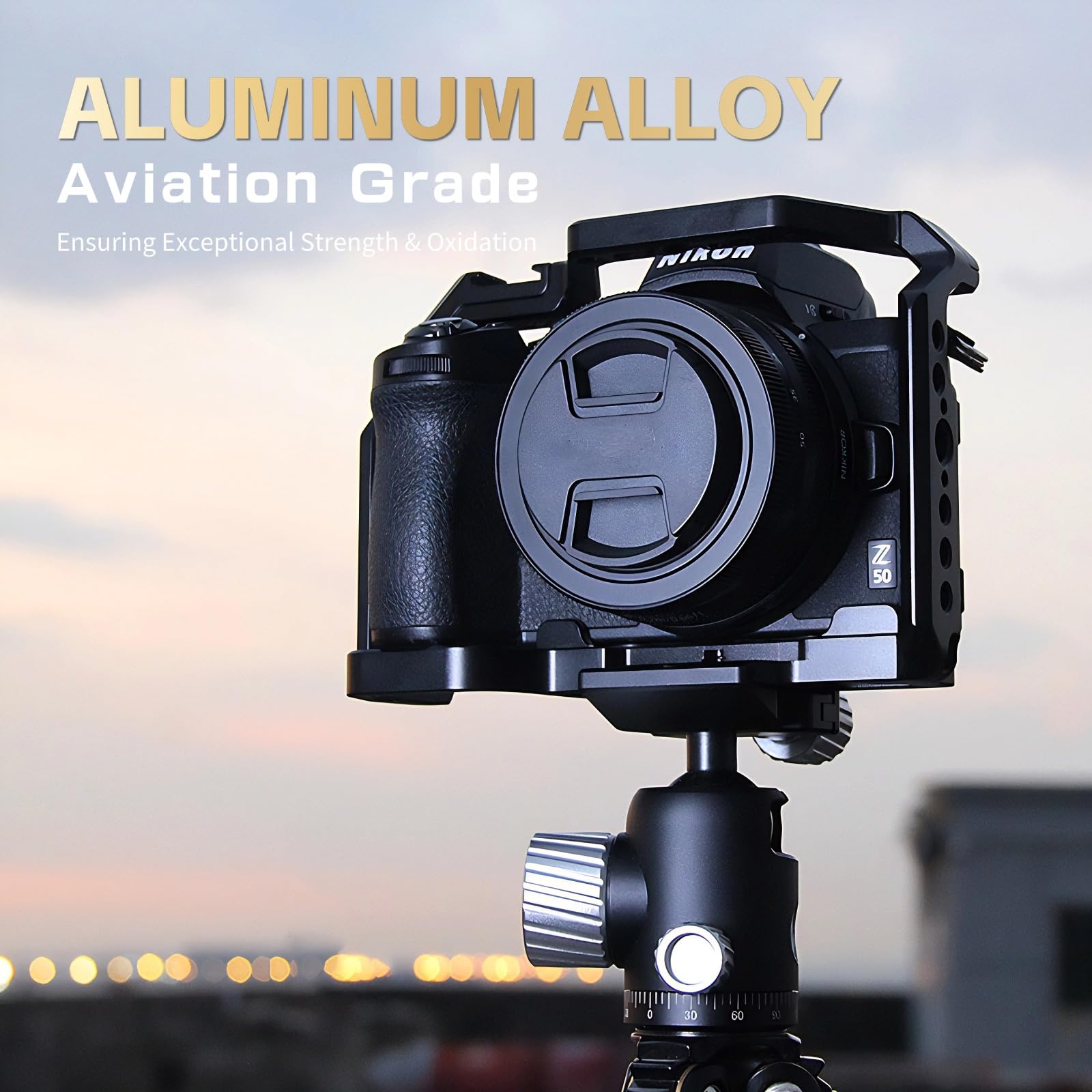 Yoidesu Full Camera Cage For Nikon Z50, Aluminum Alloy Protective Video Camera Rig With 1/4 3/8 Inch Hole Cold Shoe Mount, Vlogging Video Shooting Filmmaking Stabilizer Rig