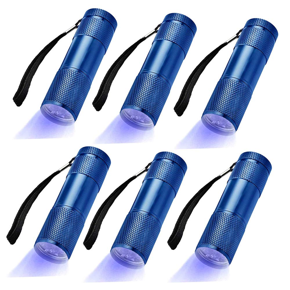 Optimal Shop 6 Pack Uv Blacklight 9 Led Flashlight Torch Light Outdoors Etc-Blue (6 Pack-Blue)