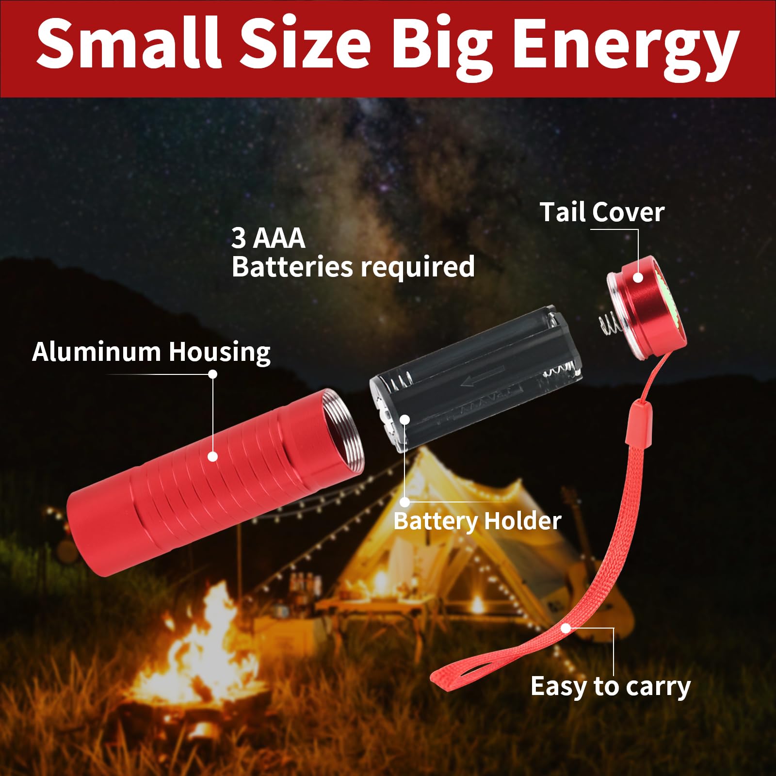 Hilngav 6 Pack Red Light Flashlight Mini, Small Led Red Flashlights Torch For Astronomy, Aviation, Night Observation And Animal Observation