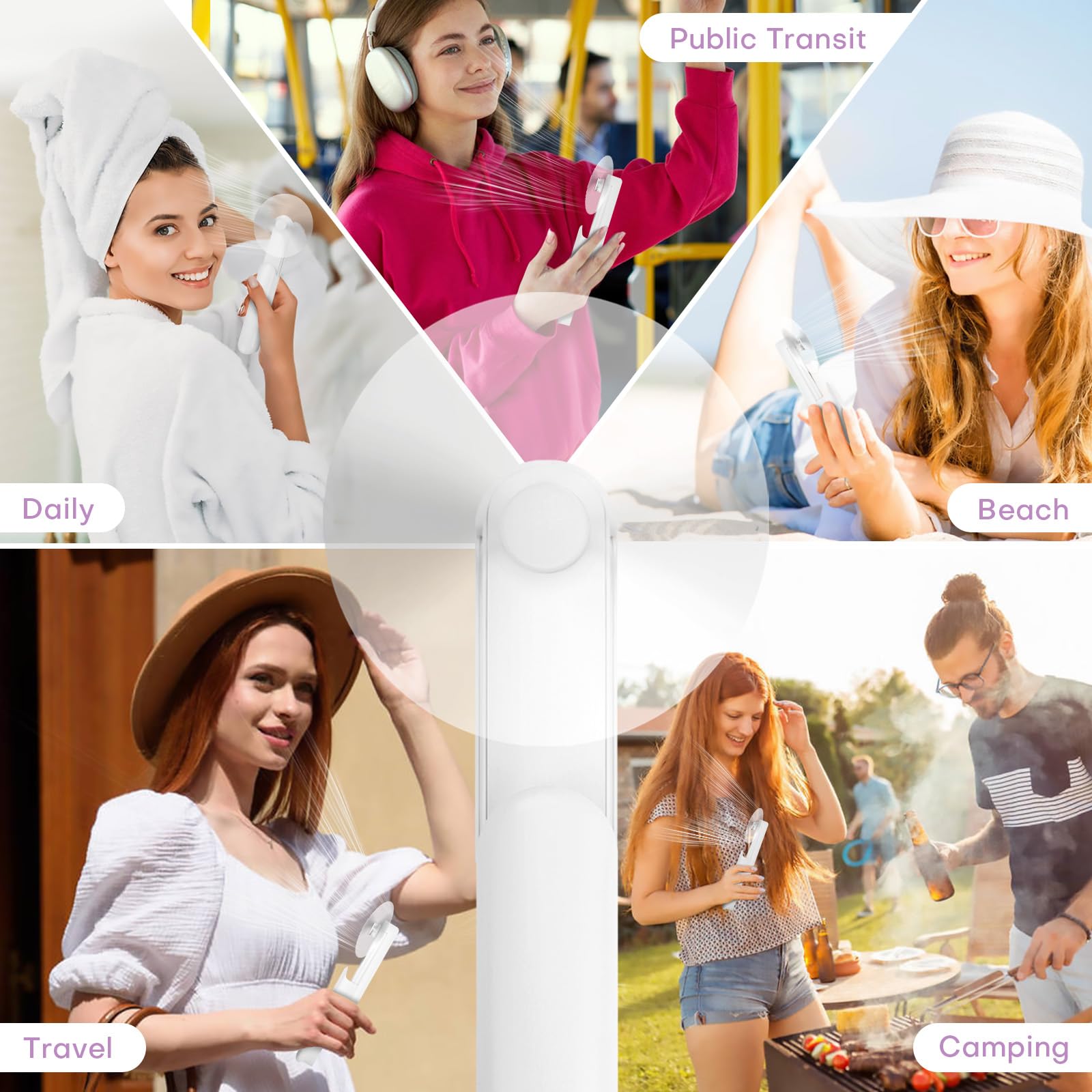 Nezylaf Handheld Mini Fan,Portable Small Pocket Fan,Rechargeable Personal Fan With Power Bank 2000Ma