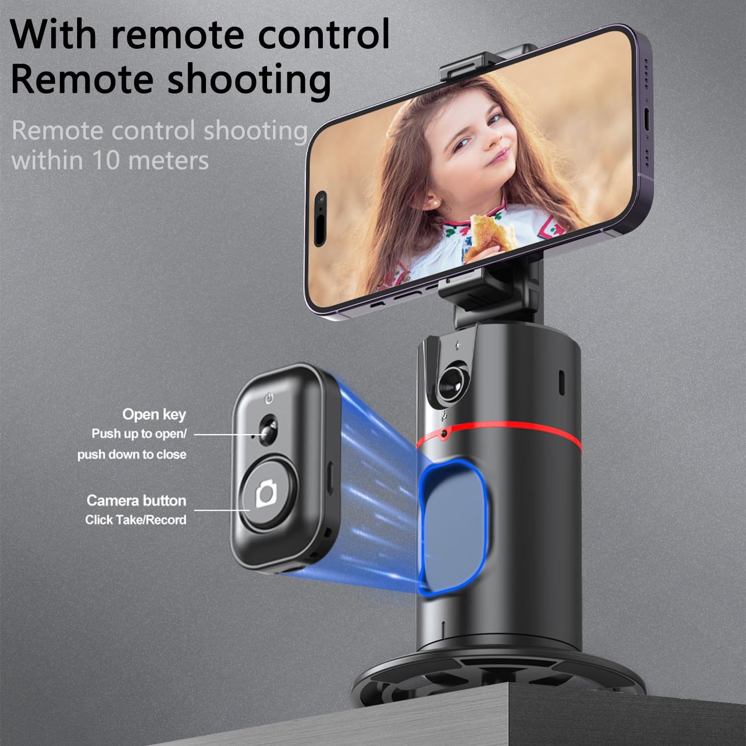 Afarer Auto Face Tracking Phone Mount With Fill Light, 360° Rotating Smart Tracking Tripod For Tiktok Live Streaming & Vlog, Smart Shooting Camera Mount For Iphone,No App Required.