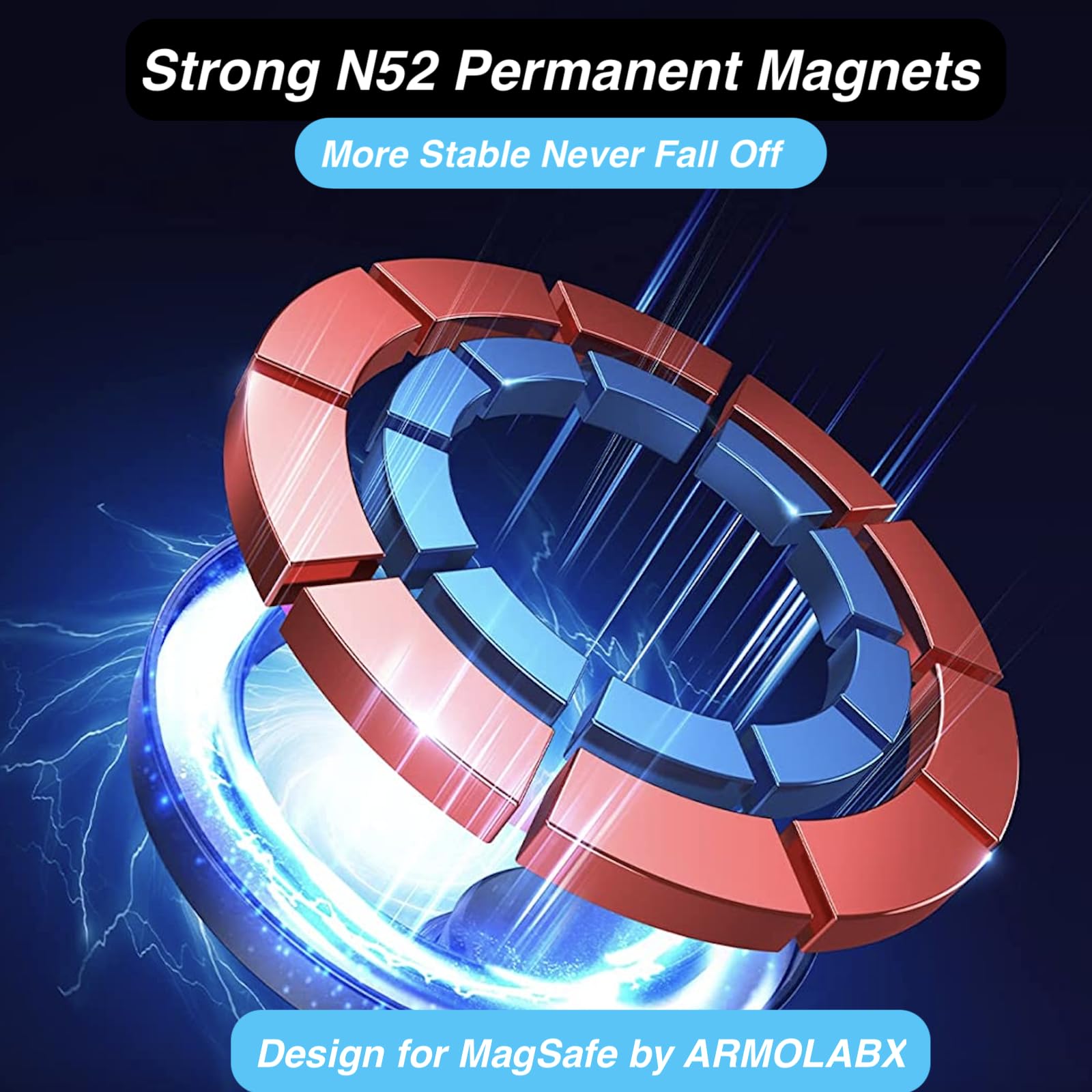 Armolabx Magnetic Phone Holder Base With 1” Ball Mount Adapter For Magsafe Compatible With Ram Mounts Double Socket Arm For Iphone 16/15/14/13/12 Series