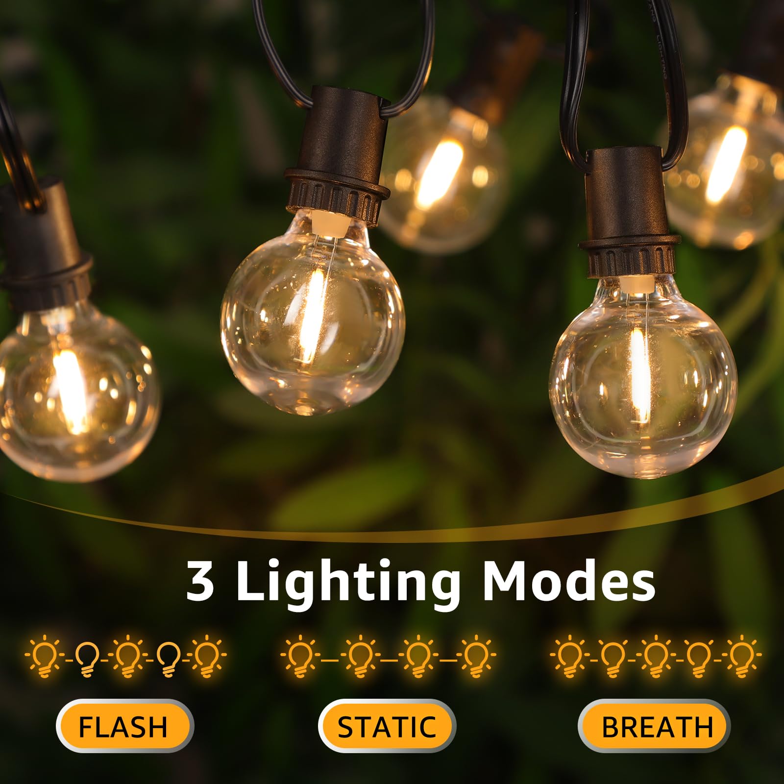 Mlambert 48Ft Solar String Lights With Remote, Outdoor Waterproof Patio Lights With 18 Led Shatterproof G40 Bulbs(1 Spare) For Backyard-Black Wire