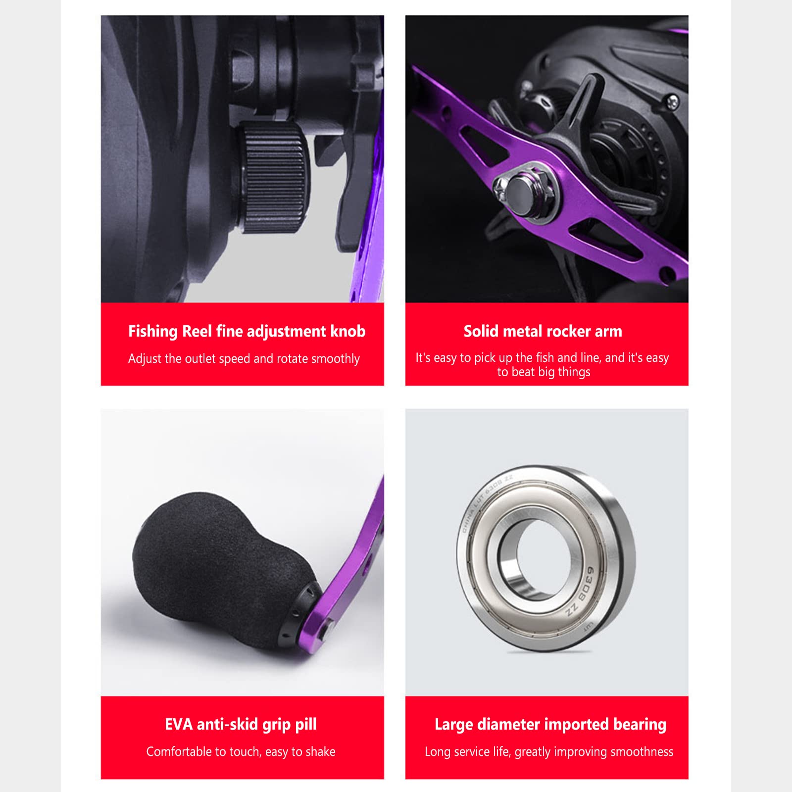 Adoolla Lure Low-Profile Reel, 6.3:1 Gear Ratio Ultra Smooth Baitcaster Fishing Reel, Long Casting Metal Fishing Baitcasting Reel Ac2000 Blue (Right Hand)