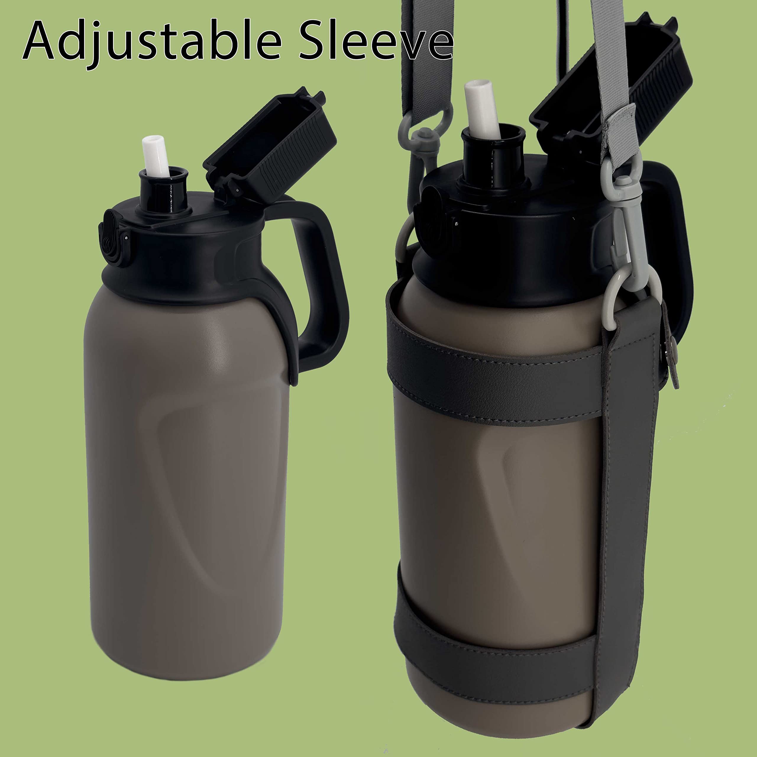 46Oz 1.3L Double Wall Stainless Steel Vacuum Insulated Water Bottles With Straw And Adjustable