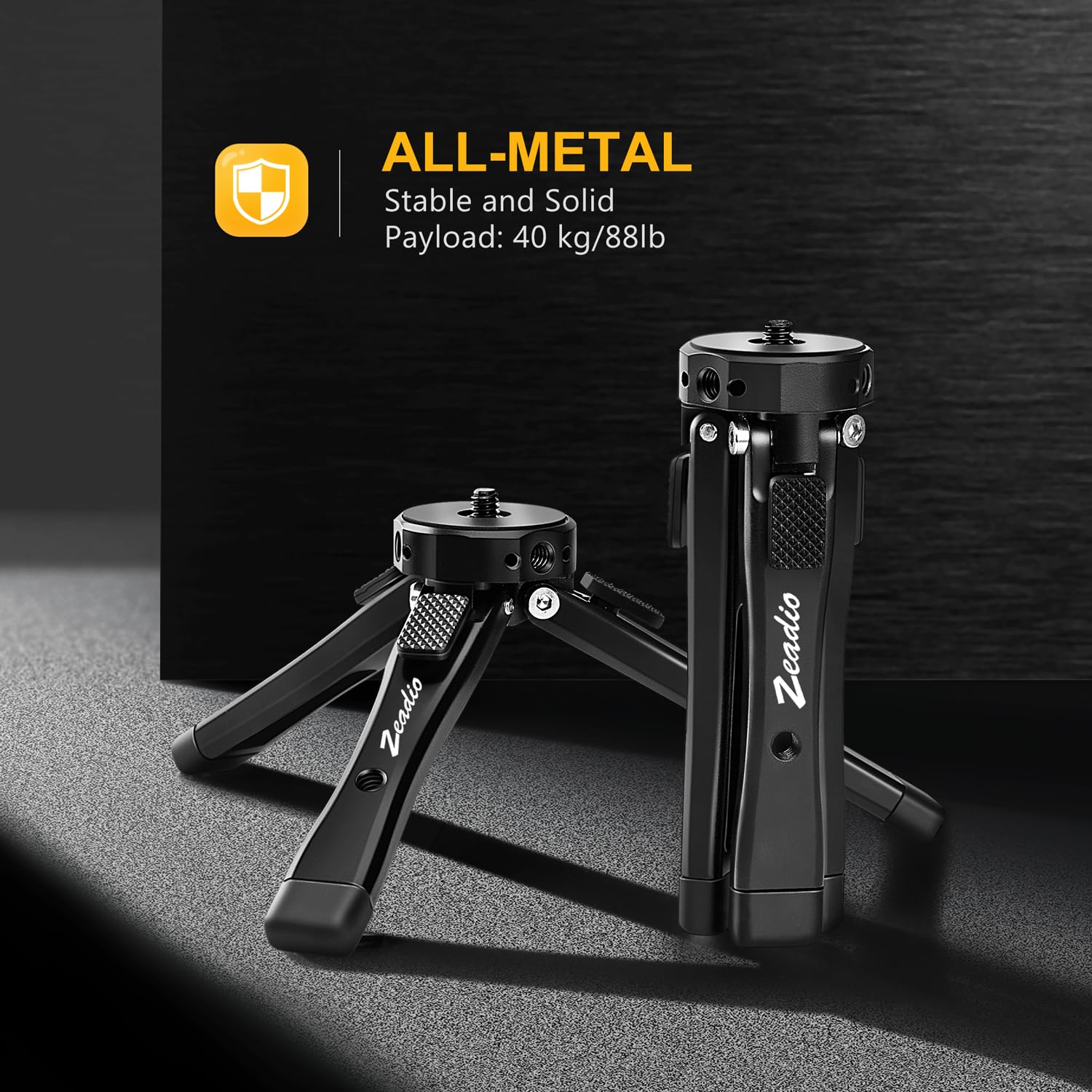 Zeadio Metal Camera Mini Tripod, Adjustable Heights Desktop Vlog Tripod Stand, Fits For Smooth 4, Osmo Mobile, Ronin-S, Vimble 2, Gimbal Handle Grip Stabilizer And All Cameras